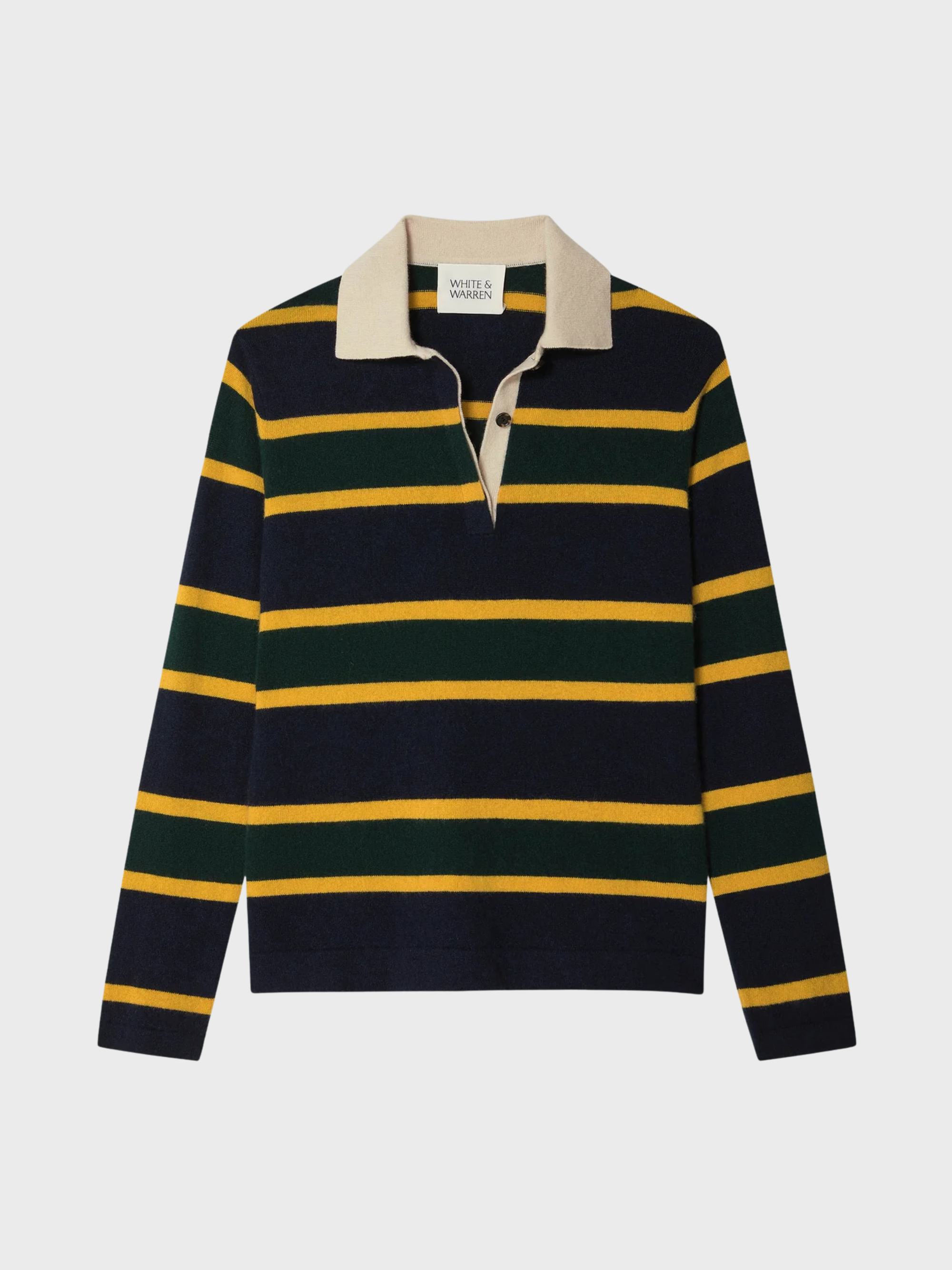 White + Warren Cashmere Rugby Polo Deep Navy-Sweaters-West of Woodward Boutique-Vancouver-Canada
