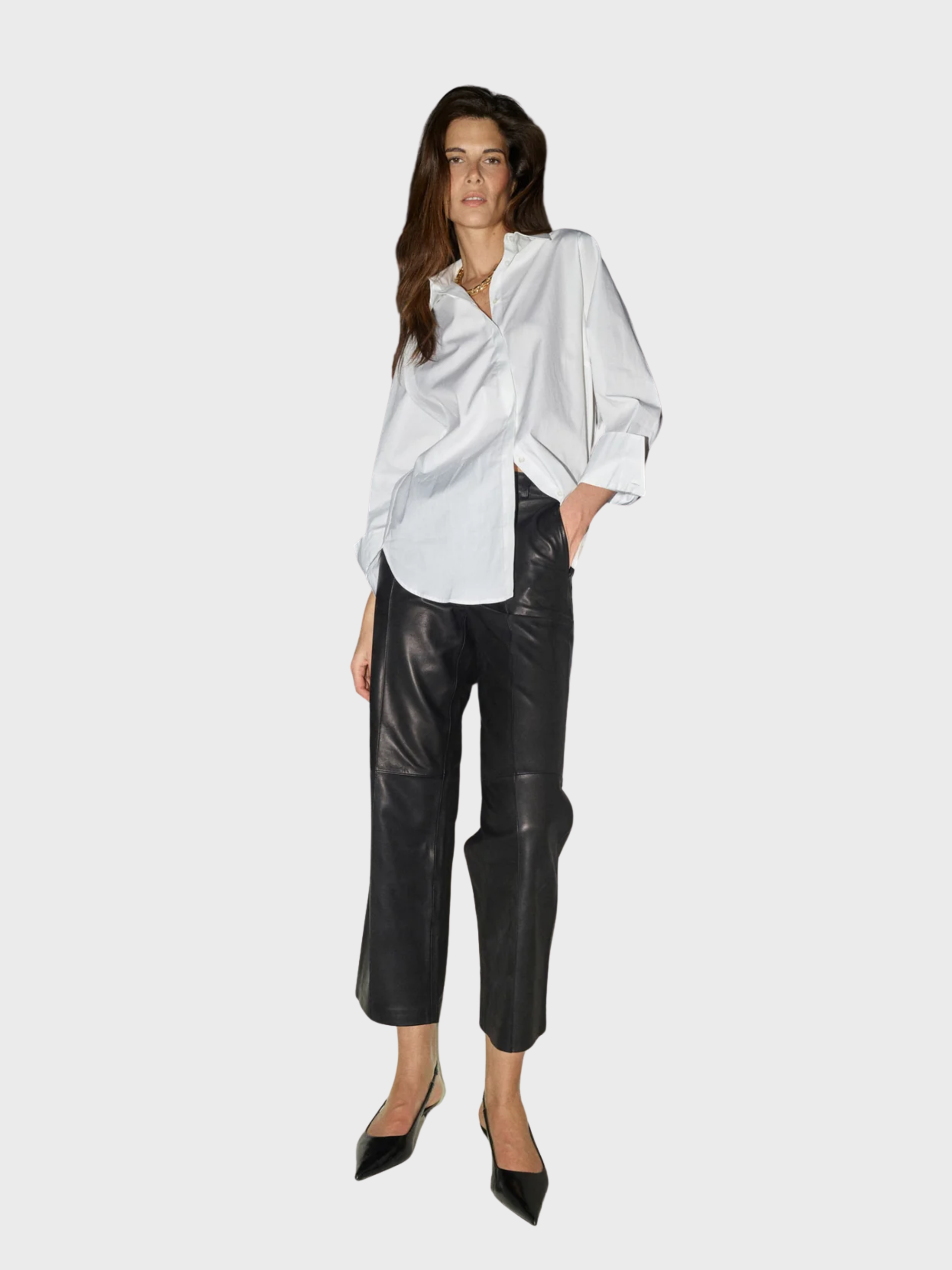 Mos Mosh Como Leather Pant Black-Pants-West of Woodward Boutique-Vancouver-Canada