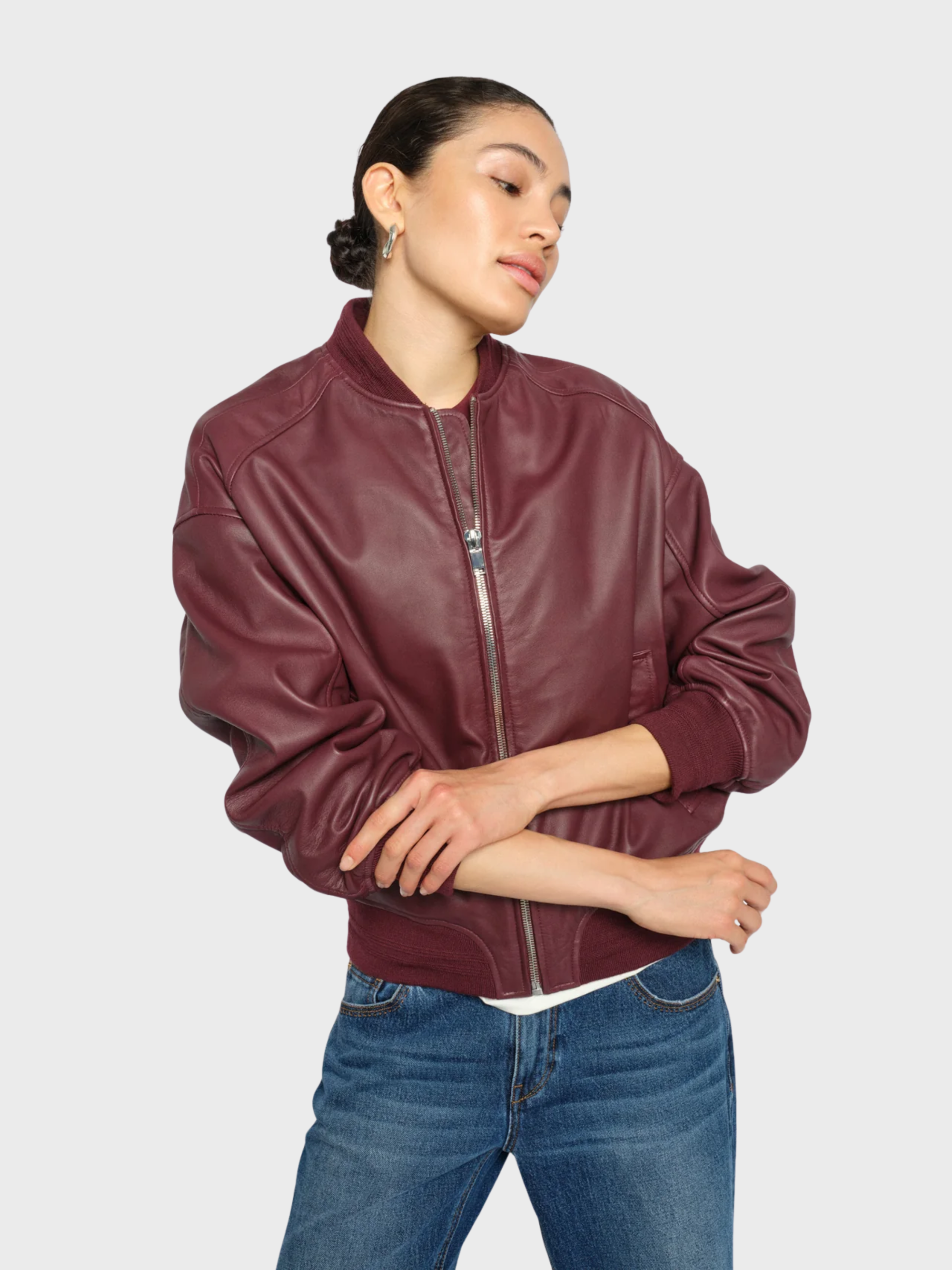Mos Mosh Ruby Leather Bomber Port Royale-Jackets-West of Woodward Boutique-Vancouver-Canada