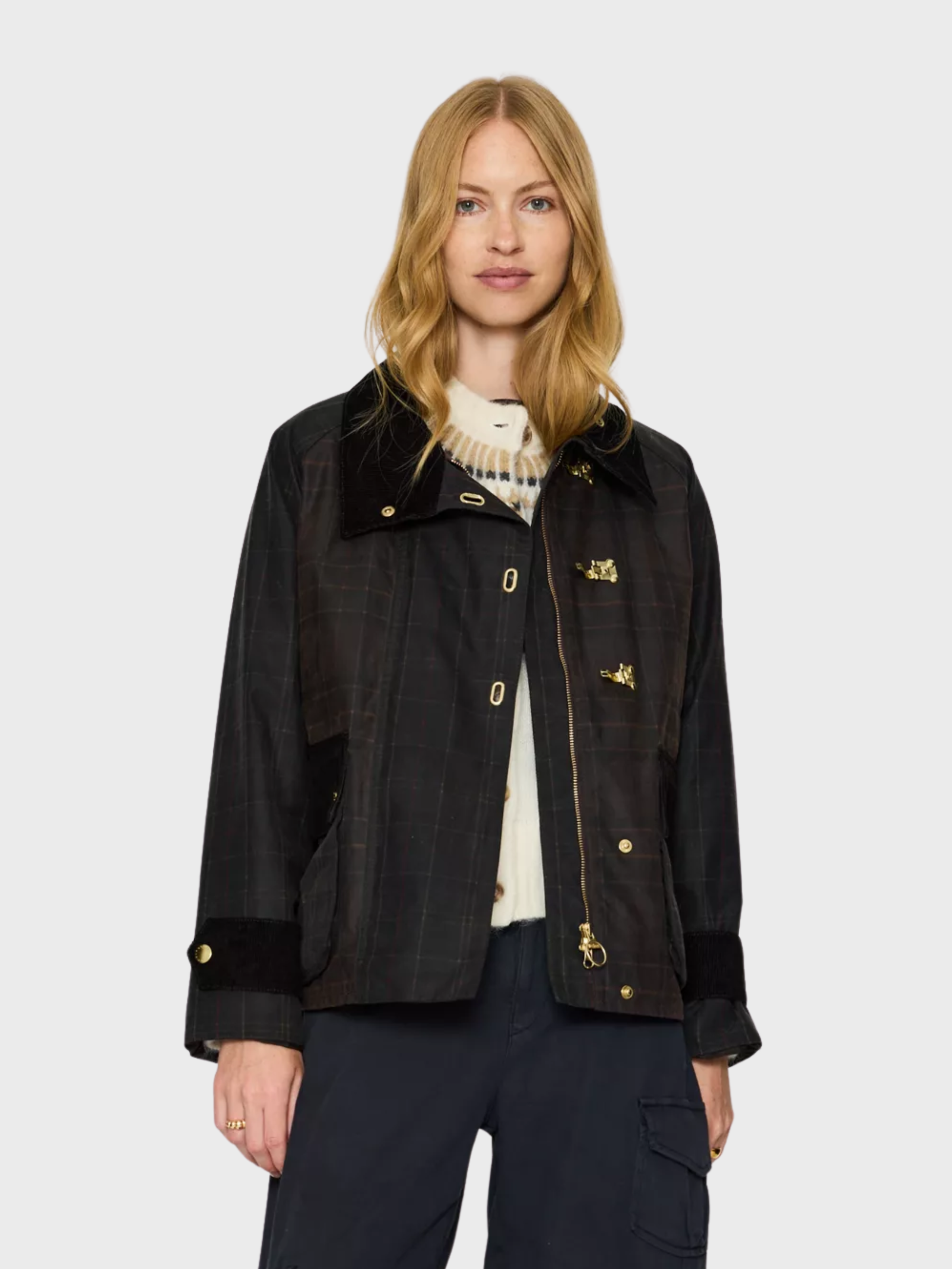 Barbour Hazelwood Wax Jacket Beech Fern Mixed Tartan-Coats-West of Woodward Boutique-Vancouver-Canada