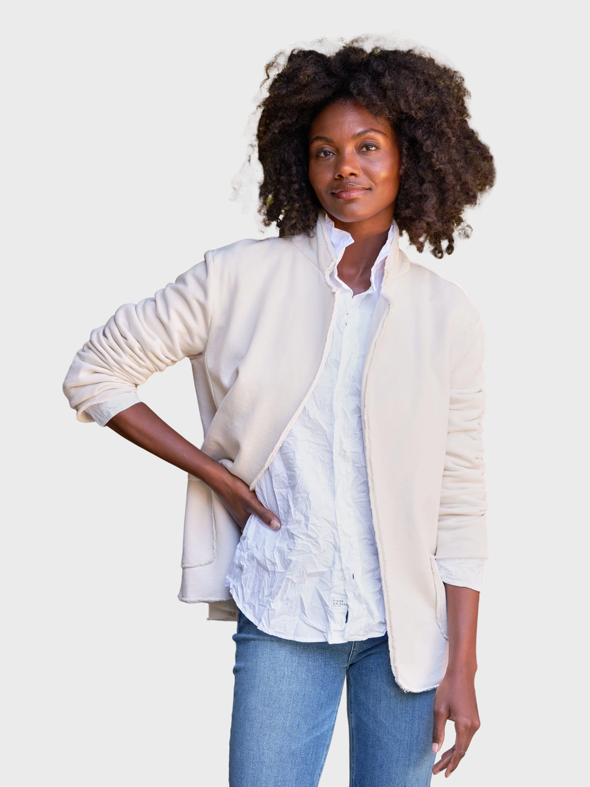Frank & Eileen Dublin Sweatshirt Blazer Vintage White-Sweatshirts-West of Woodward Boutique-Vancouver-Canada