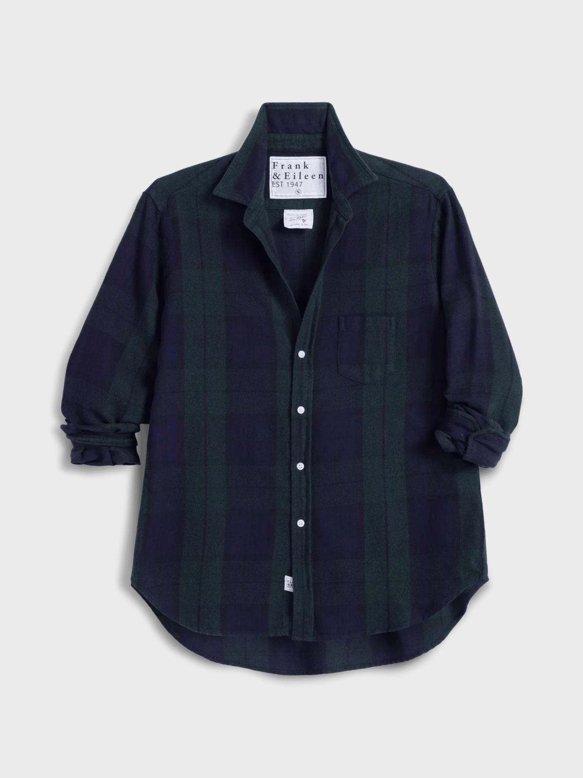 Frank & Eileen Button Up Shirt Eileen Navy Green Large Plaid-Shirts-West of Woodward Boutique-Vancouver-Canada