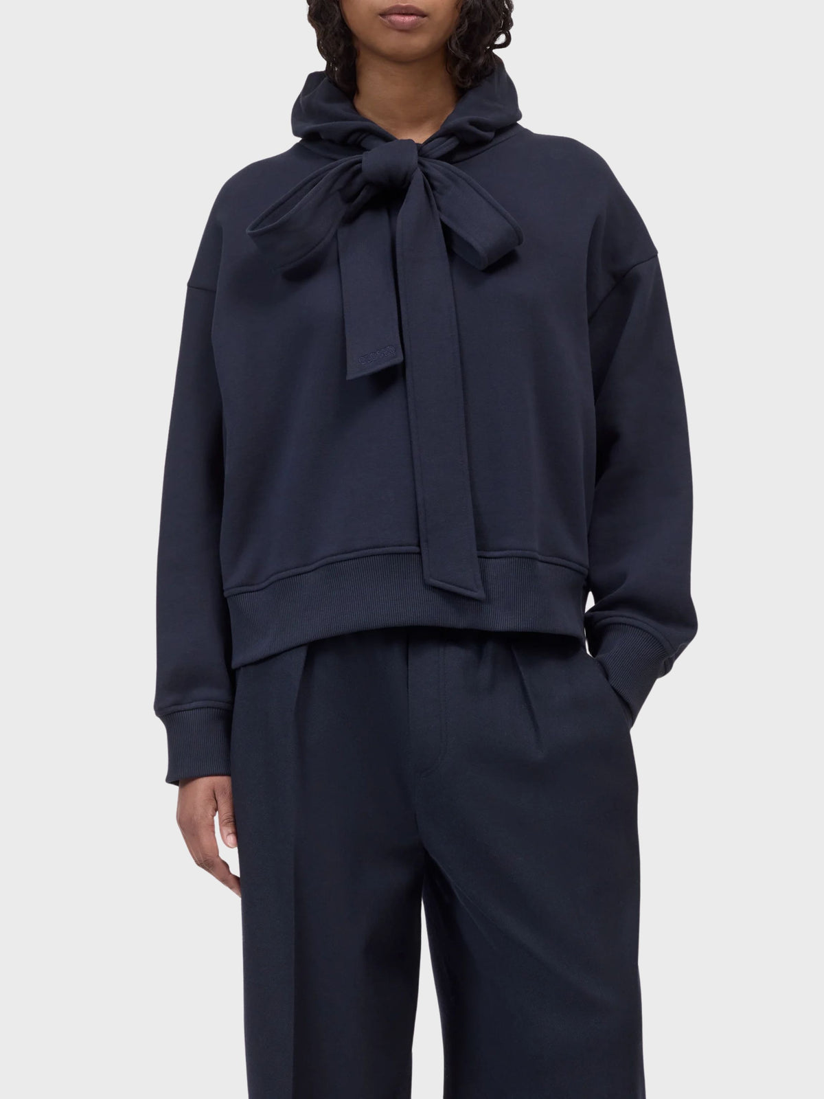 Closed Bow Tie Hoodie Dark Night-Sweatshirts-West of Woodward Boutique-Vancouver-Canada