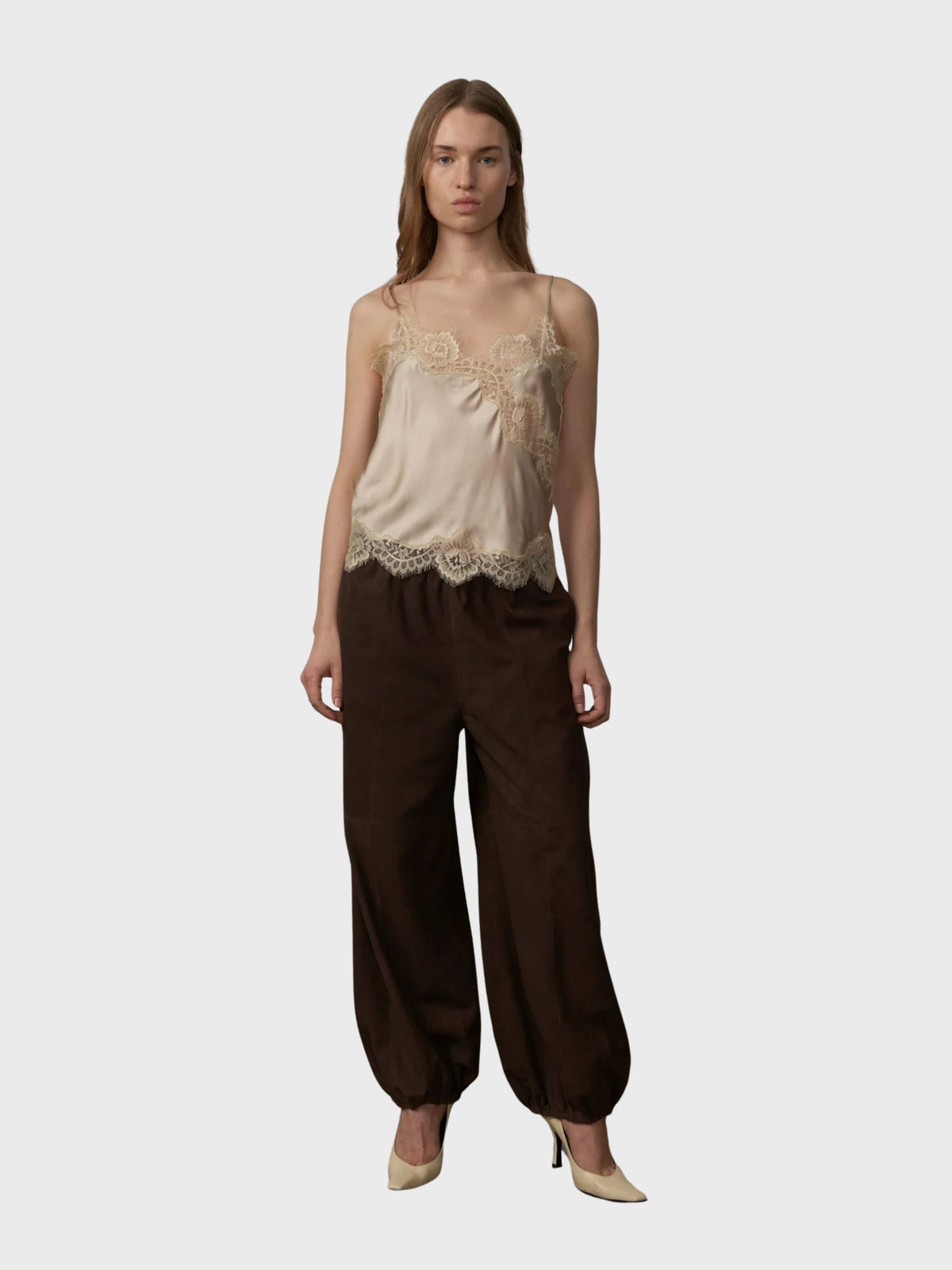 Herskind Sylvia Suede Mid Waist Pants Coffee Brown