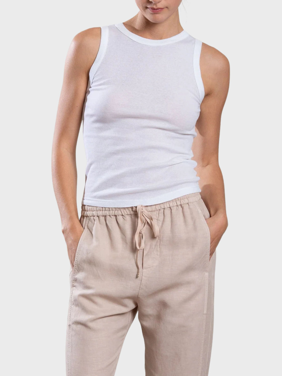 Pharaoh Athena Hi Neck Tank White-T-Shirts-West of Woodward Boutique-Vancouver-Canada