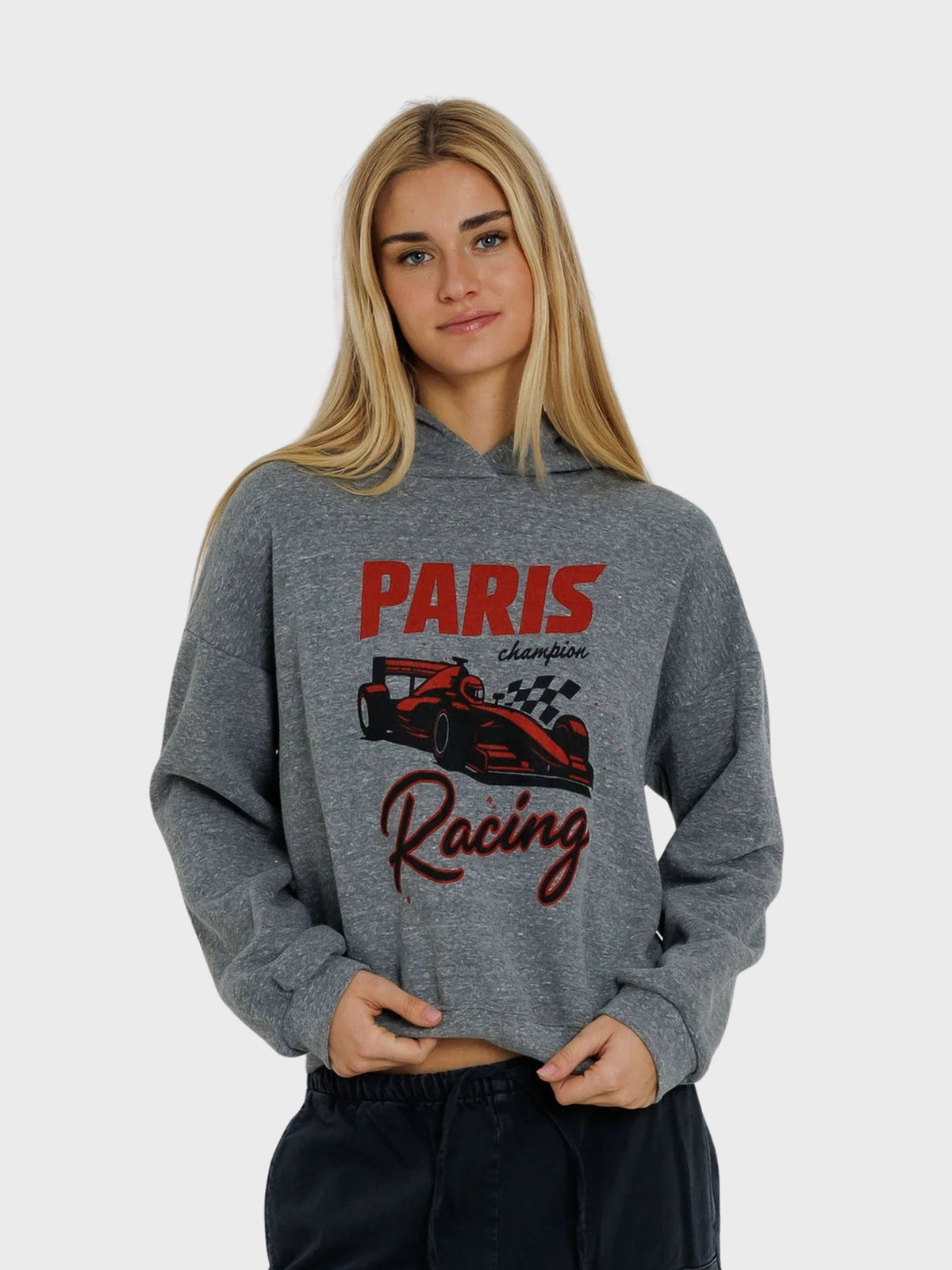 Sunny Somewhere Paris Racing Classic Hoodie Heather Grey-Sweatshirts-West of Woodward Boutique-Vancouver-Canada