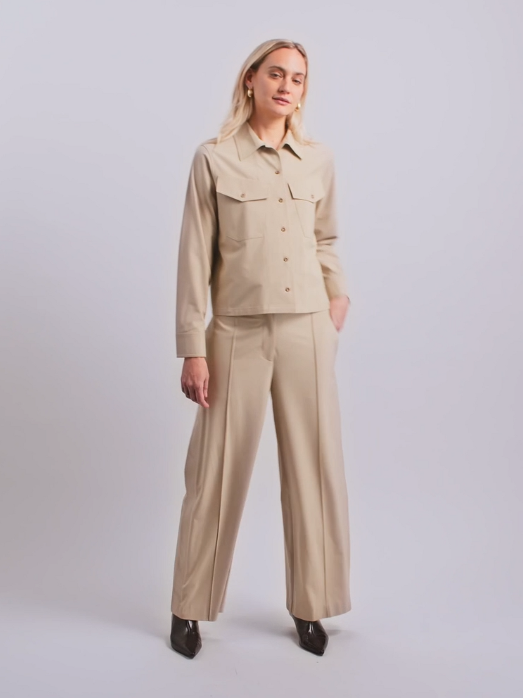 Mos Mosh Phila Roy Shirt Sesame-Shirts-West of Woodward Boutique-Vancouver-Canada