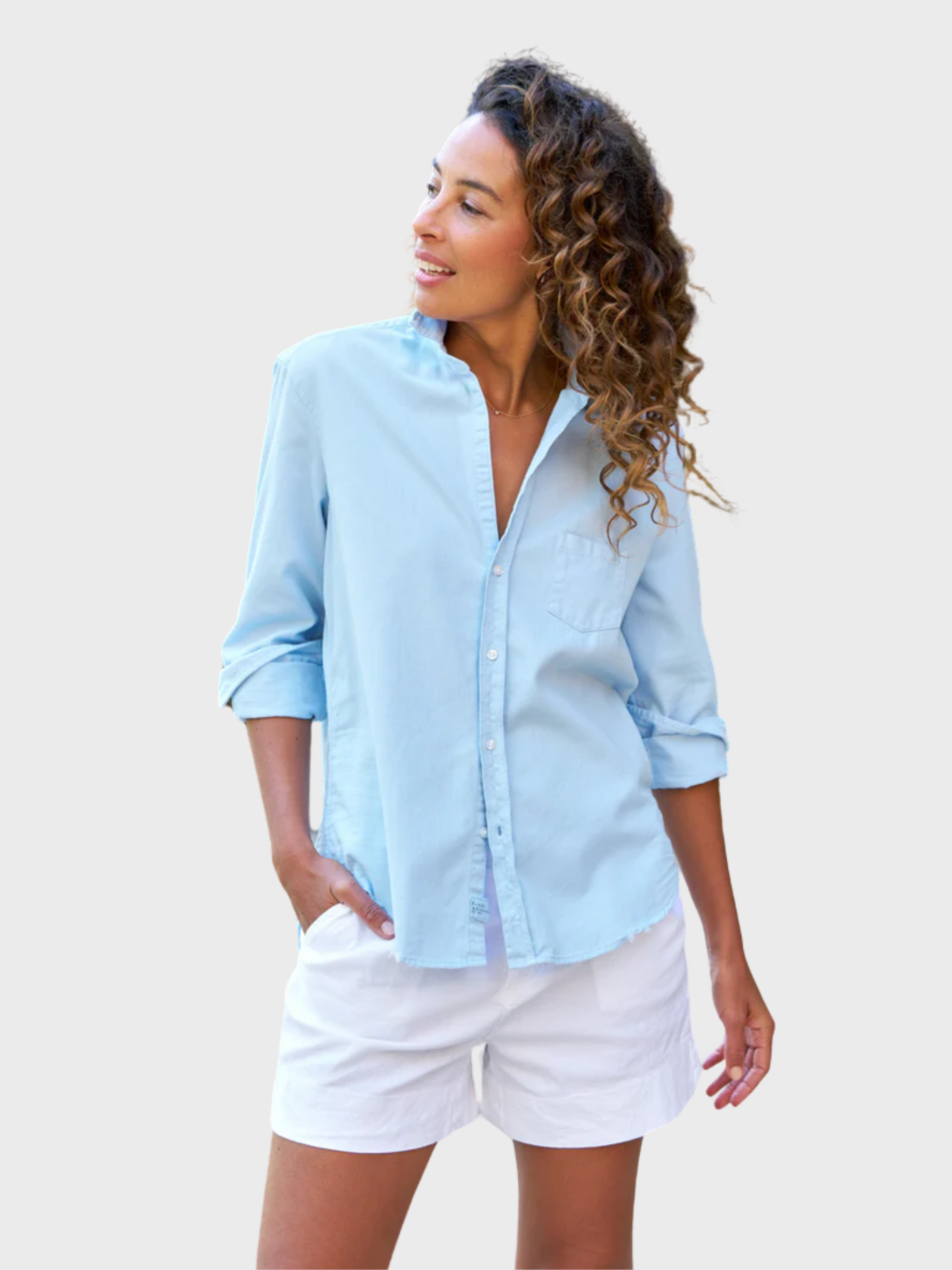 Frank & Eileen Eileen Button Up Shirt Cloud Denim-Shirts-West of Woodward Boutique-Vancouver-Canada