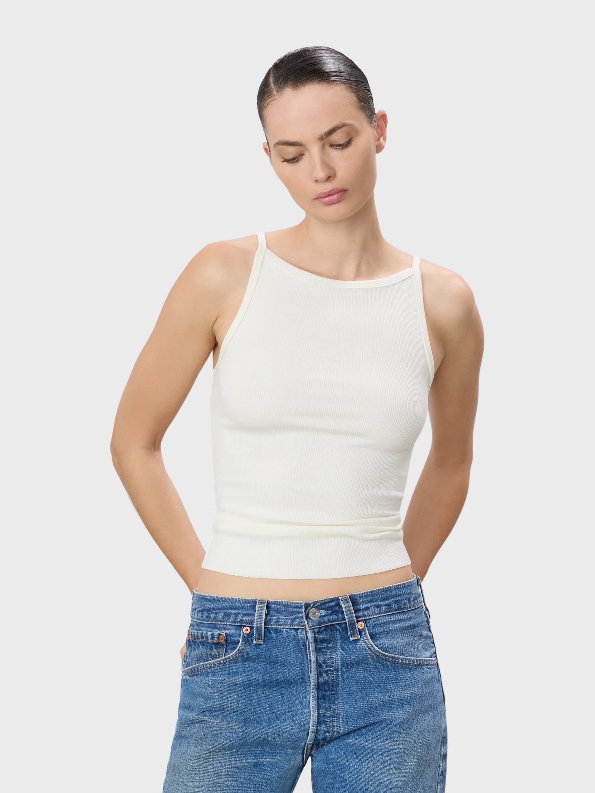 Eterne Iris Tank - Cream-T-Shirts-West of Woodward Boutique-Vancouver-Canada
