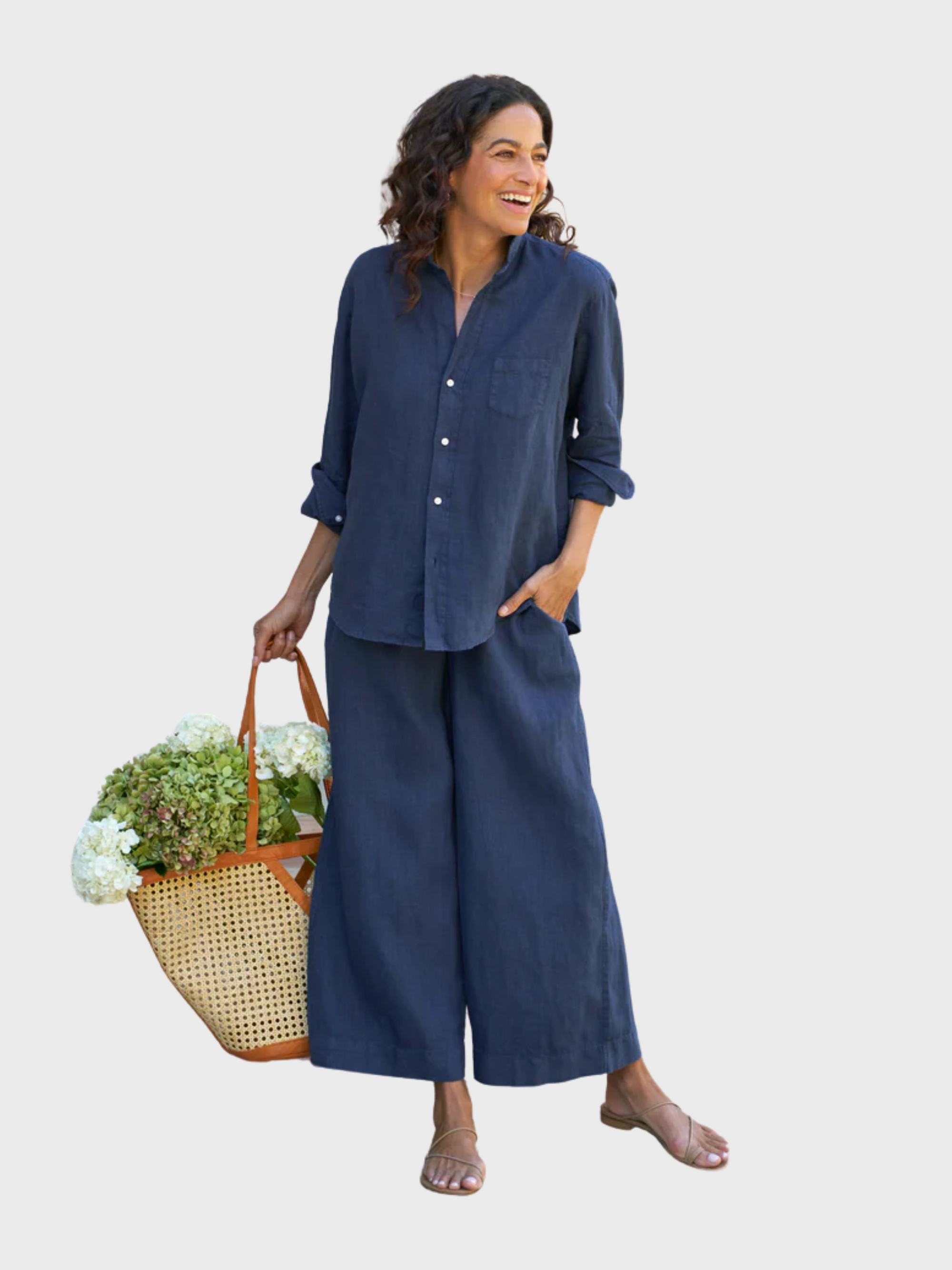 Frank & Eileen Tuscany Getaway Set Navy Linen-Shirts-West of Woodward Boutique-Vancouver-Canada