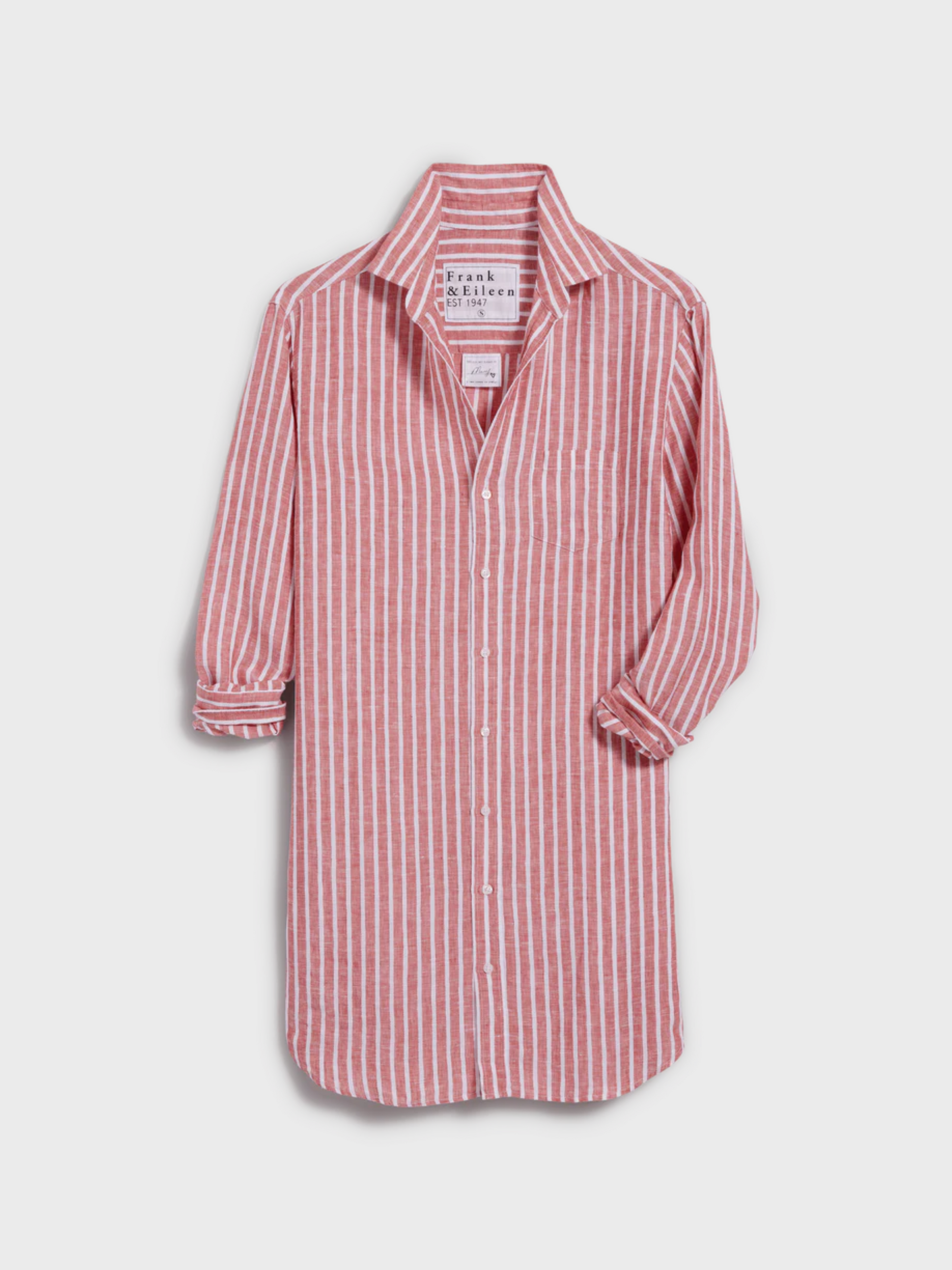 Frank & Eileen Mary Classic Shirtdress Red White Textured Stripe-Dresses-West of Woodward Boutique-Vancouver-Canada