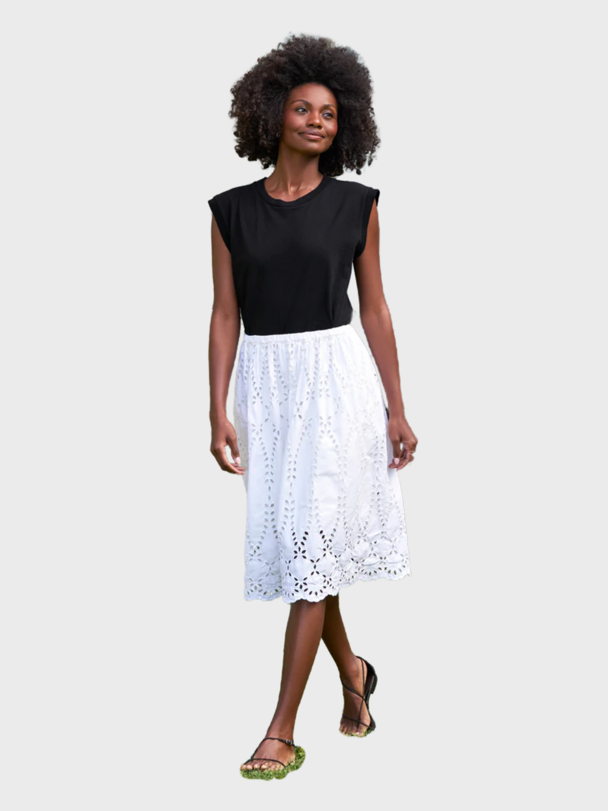Frank & Eileen Gracie Eyelet Skirt White Eyelet-Dresses-West of Woodward Boutique-Vancouver-Canada