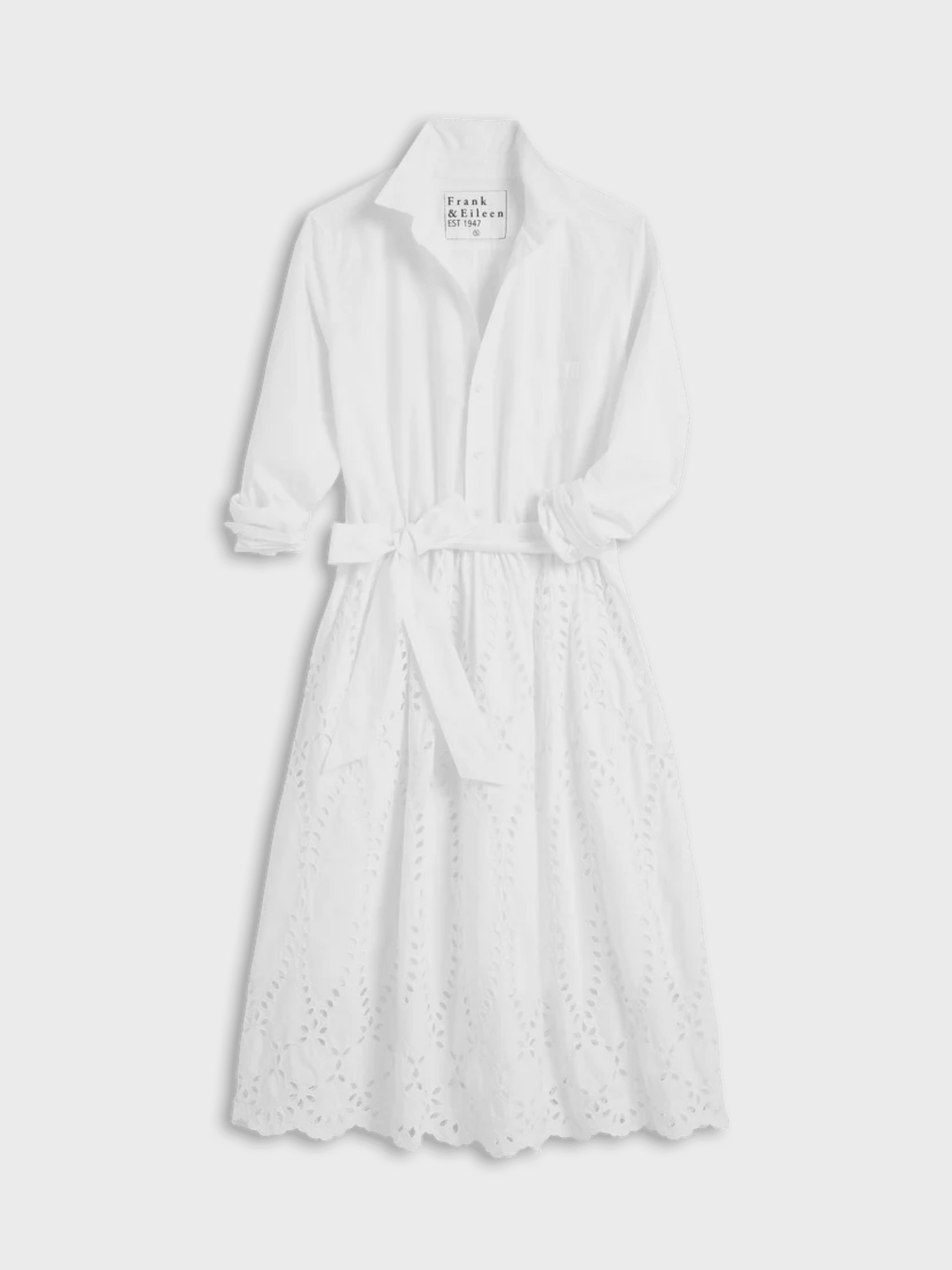 Frank & Eileen Grace Midi Eyelet Dress White Eyelet-Dresses-West of Woodward Boutique-Vancouver-Canada