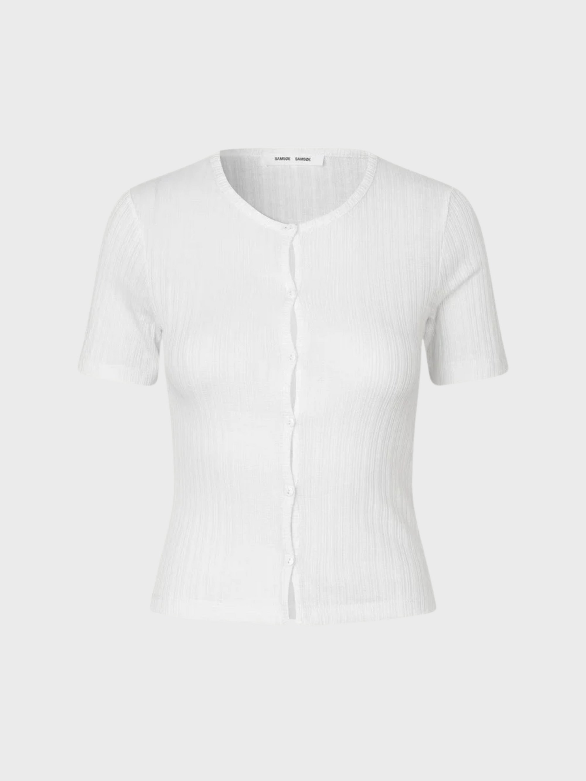 Samsoe Juni Short Sleeve Cardigan White-T-Shirts-West of Woodward Boutique-Vancouver-Canada
