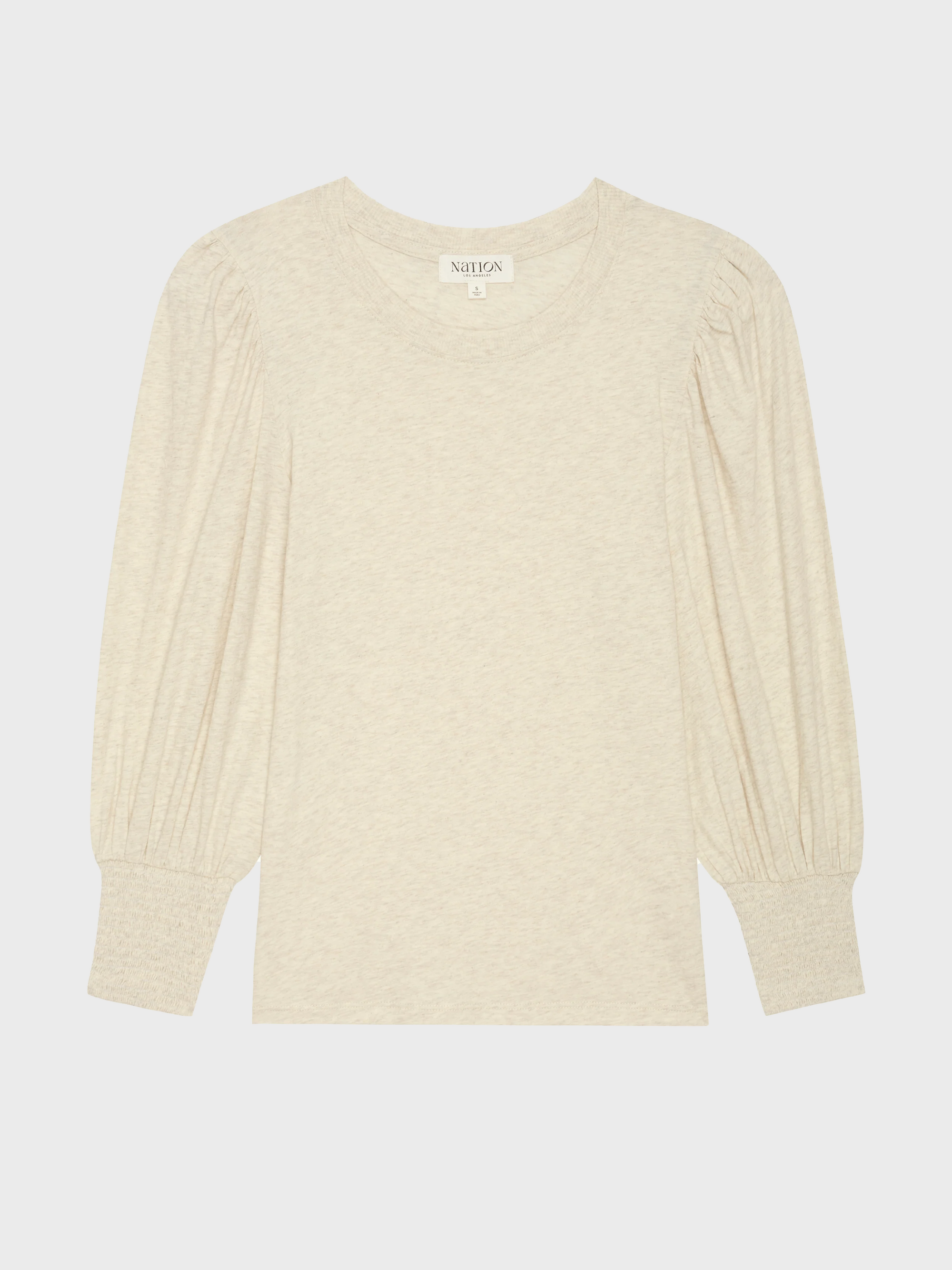 Nation Loren Peasant Tee Heather Oatmeal-T-Shirts-West of Woodward Boutique-Vancouver-Canada