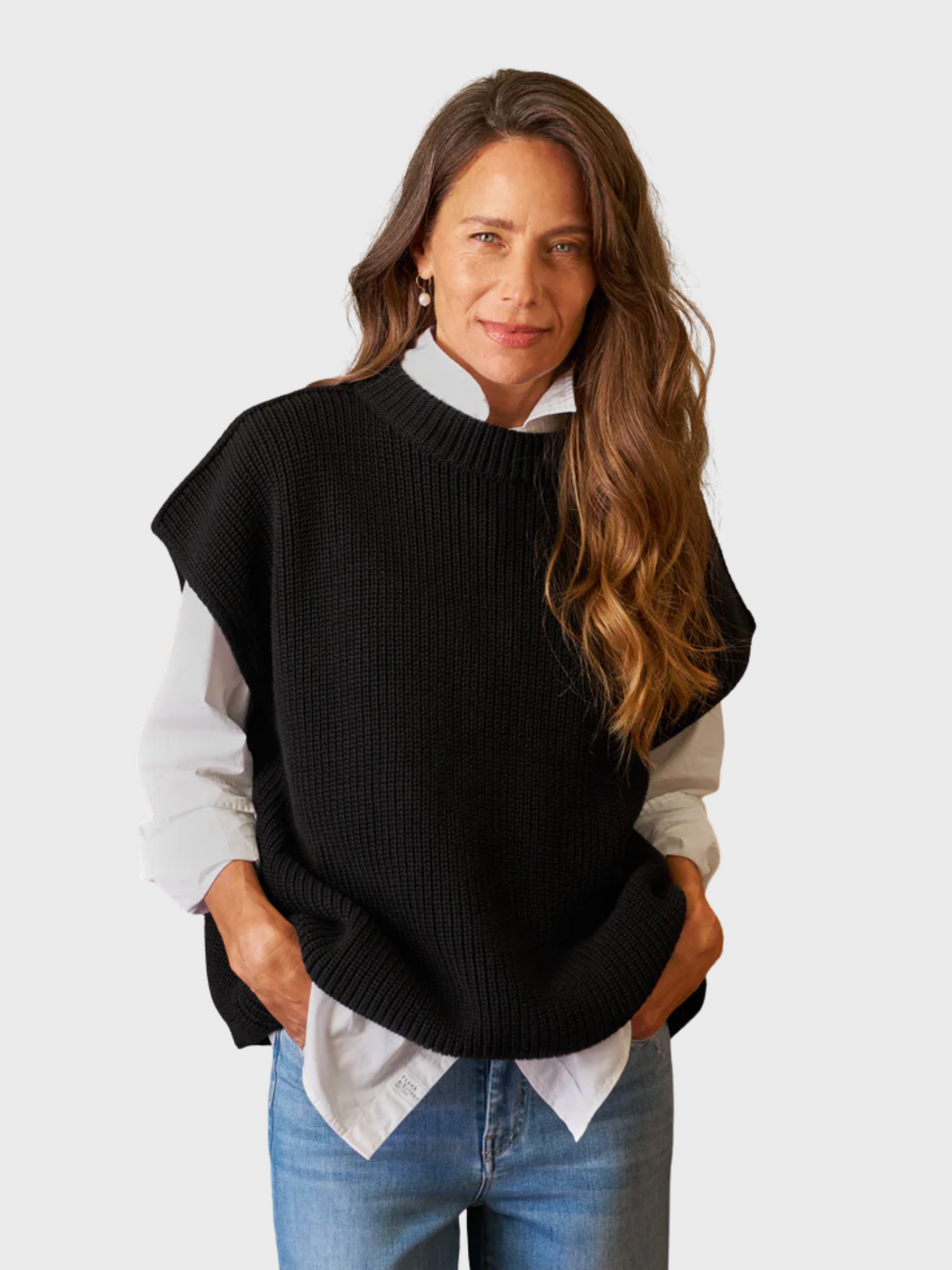 Frank & Eileen Montecito Vest Black-Sweaters-West of Woodward Boutique-Vancouver-Canada