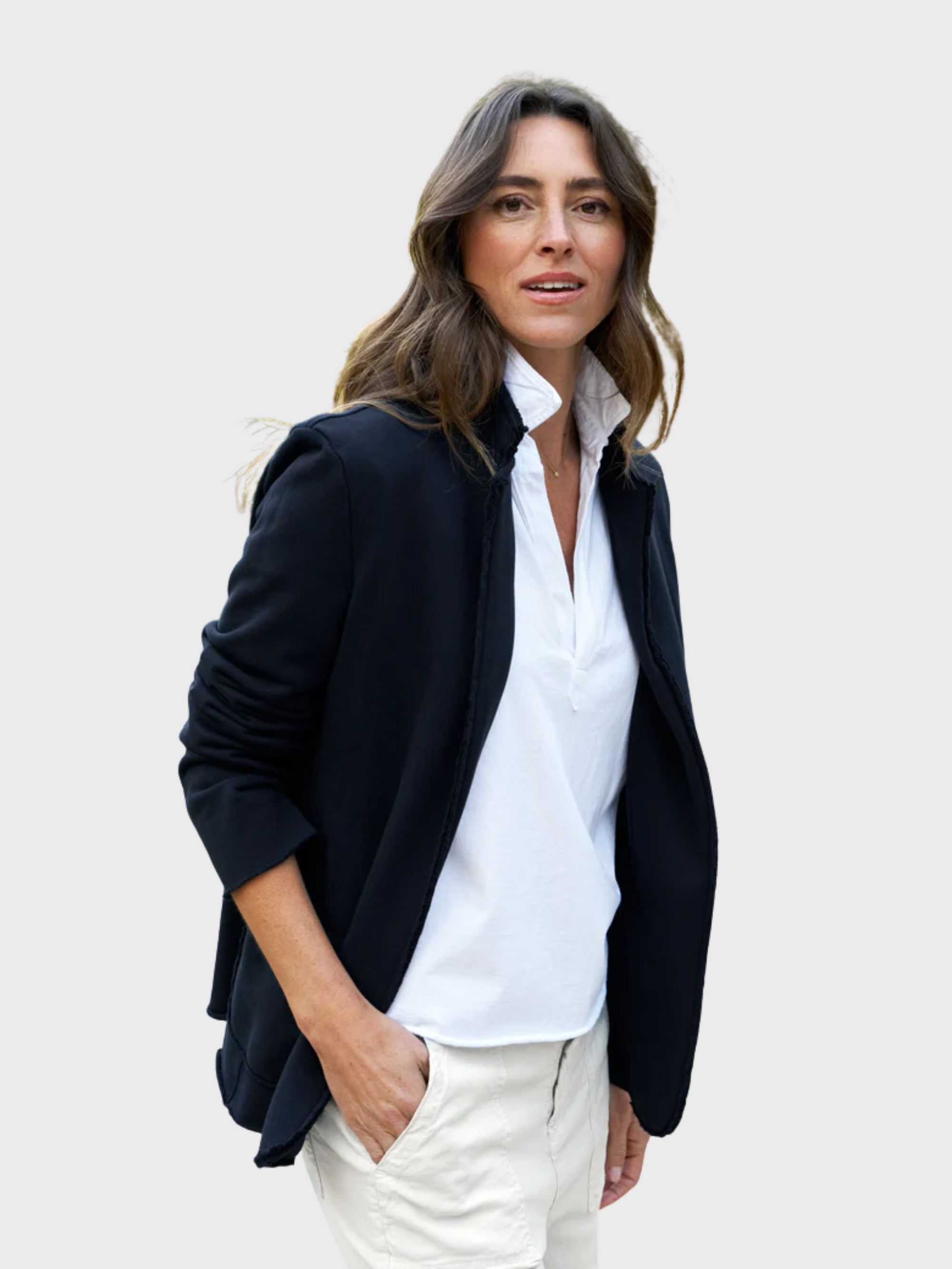 Frank & Eileen Dublin Knit Blazer British Royal Navy-Jackets-West of Woodward Boutique-Vancouver-Canada