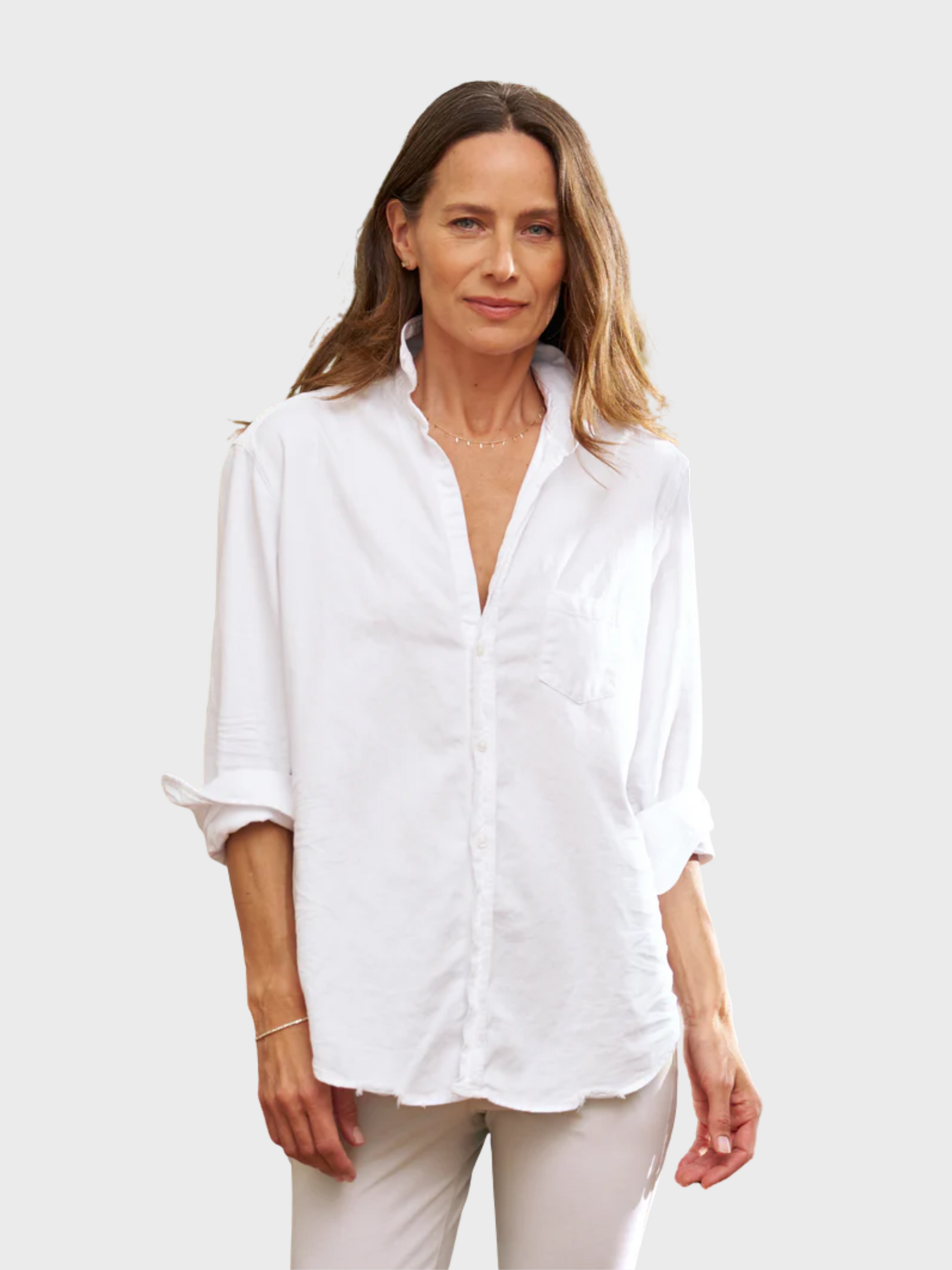 Frank & Eileen Eileen Button Up Shirt White Denim-Shirts-West of Woodward Boutique-Vancouver-Canada