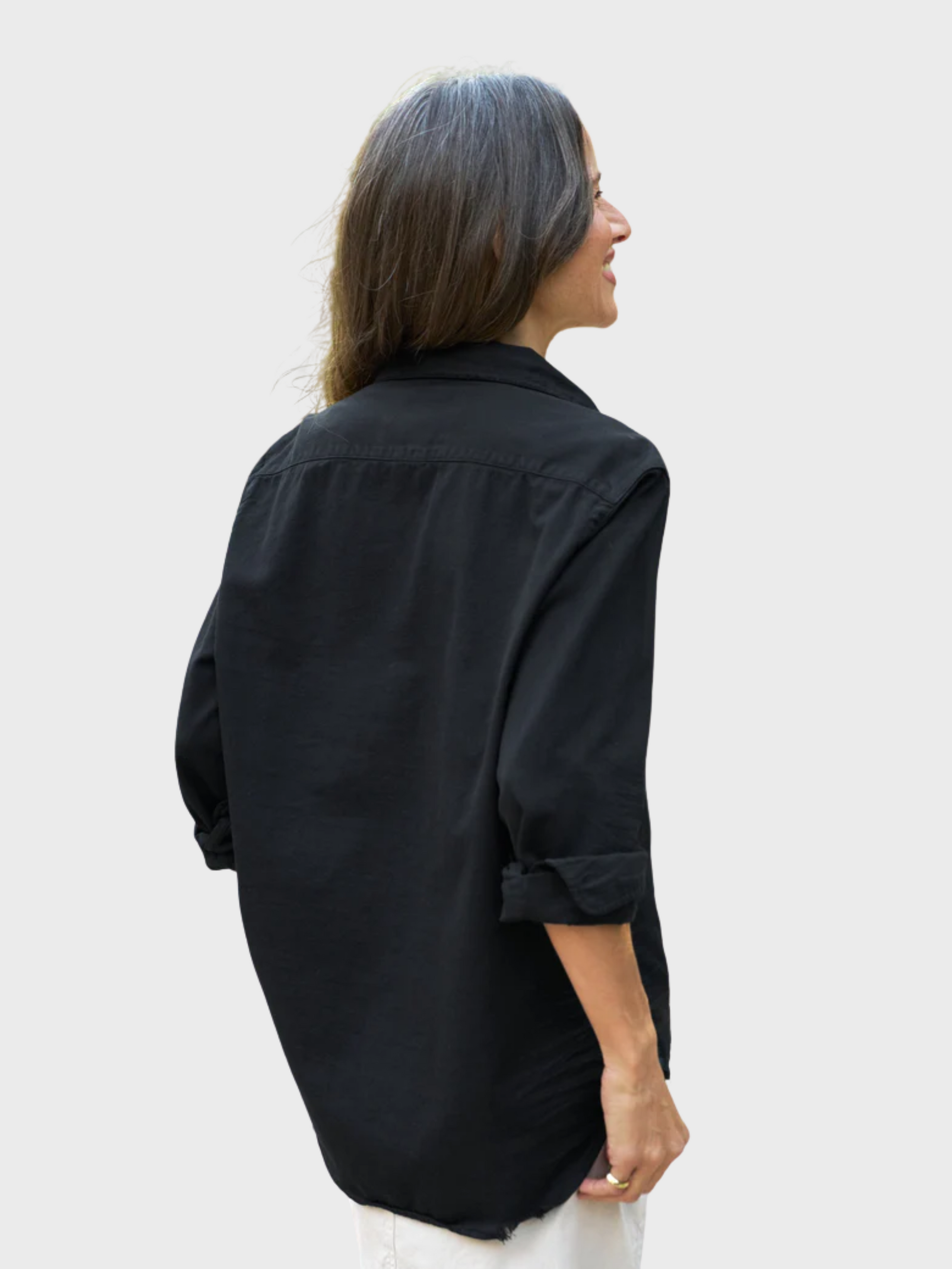 Frank & Eileen Eileen Button Up Shirt Black Denim-Shirts-West of Woodward Boutique-Vancouver-Canada