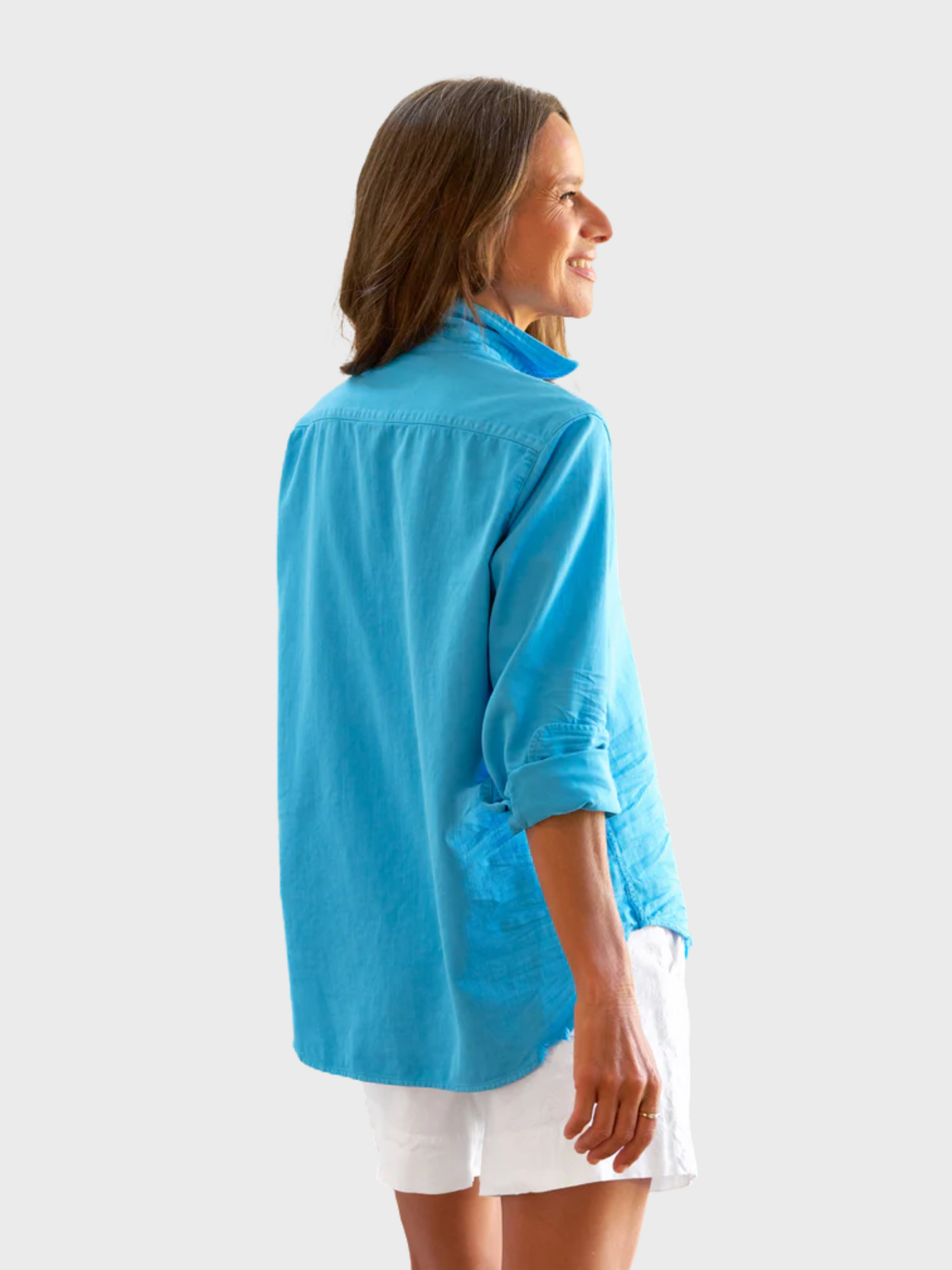 Frank & Eileen Eileen Button Up Shirt Teal-Shirts-West of Woodward Boutique-Vancouver-Canada