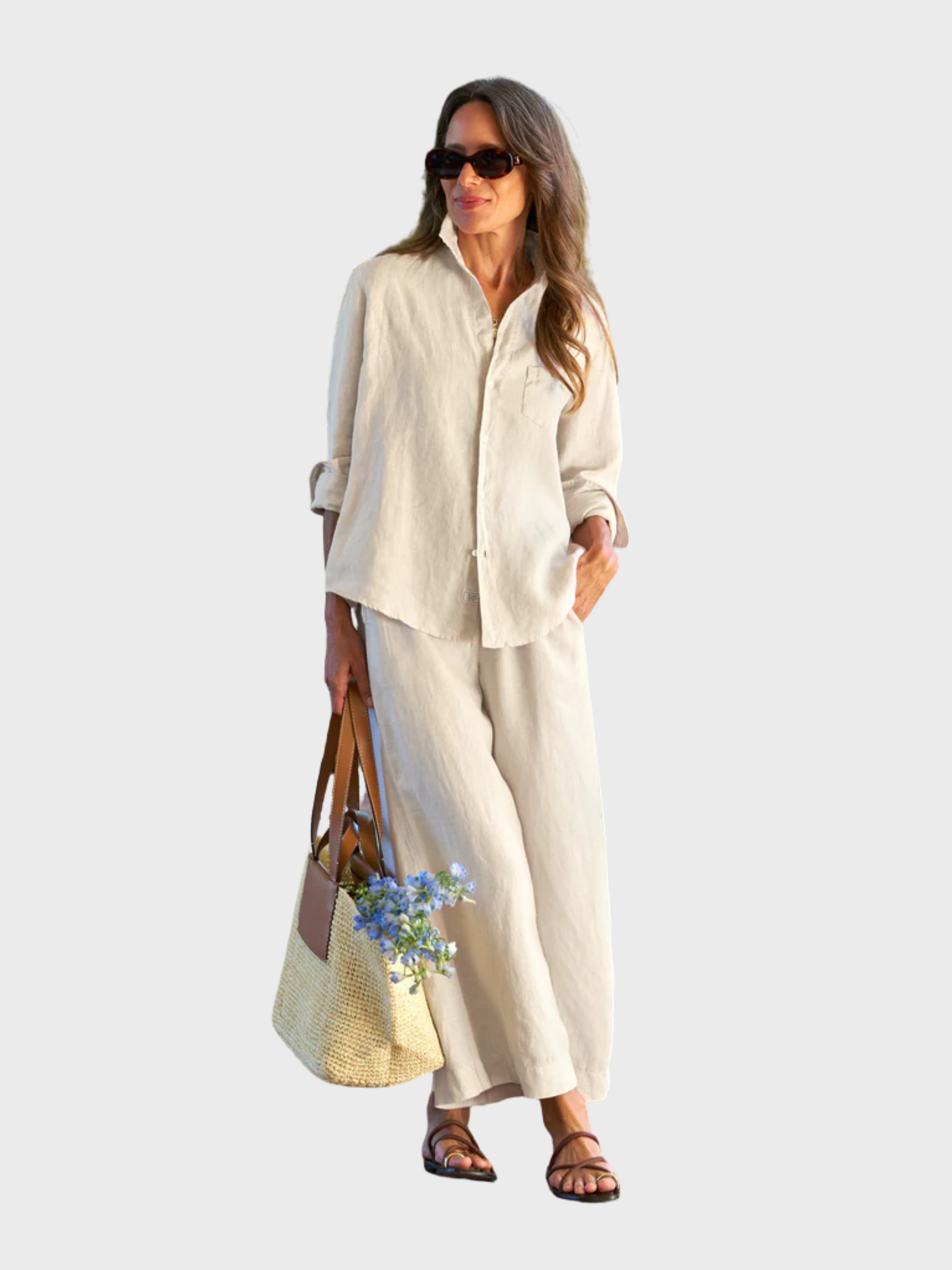 Frank & Eileen Tuscany Getaway Set Sand Linen-Shirts-West of Woodward Boutique-Vancouver-Canada