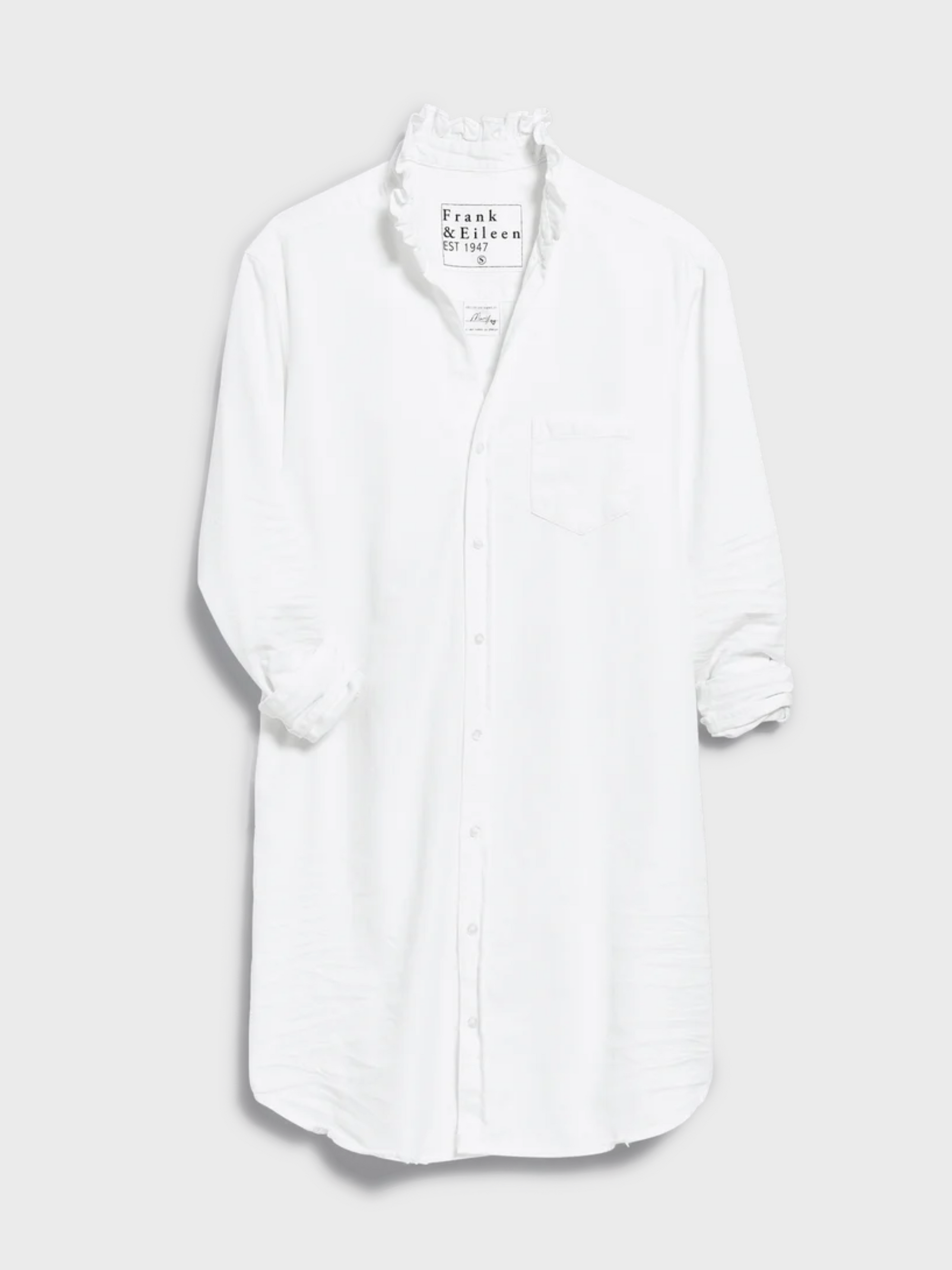 Frank & Eileen Mary Ruffle Classic Shirtdress White-Dresses-West of Woodward Boutique-Vancouver-Canada