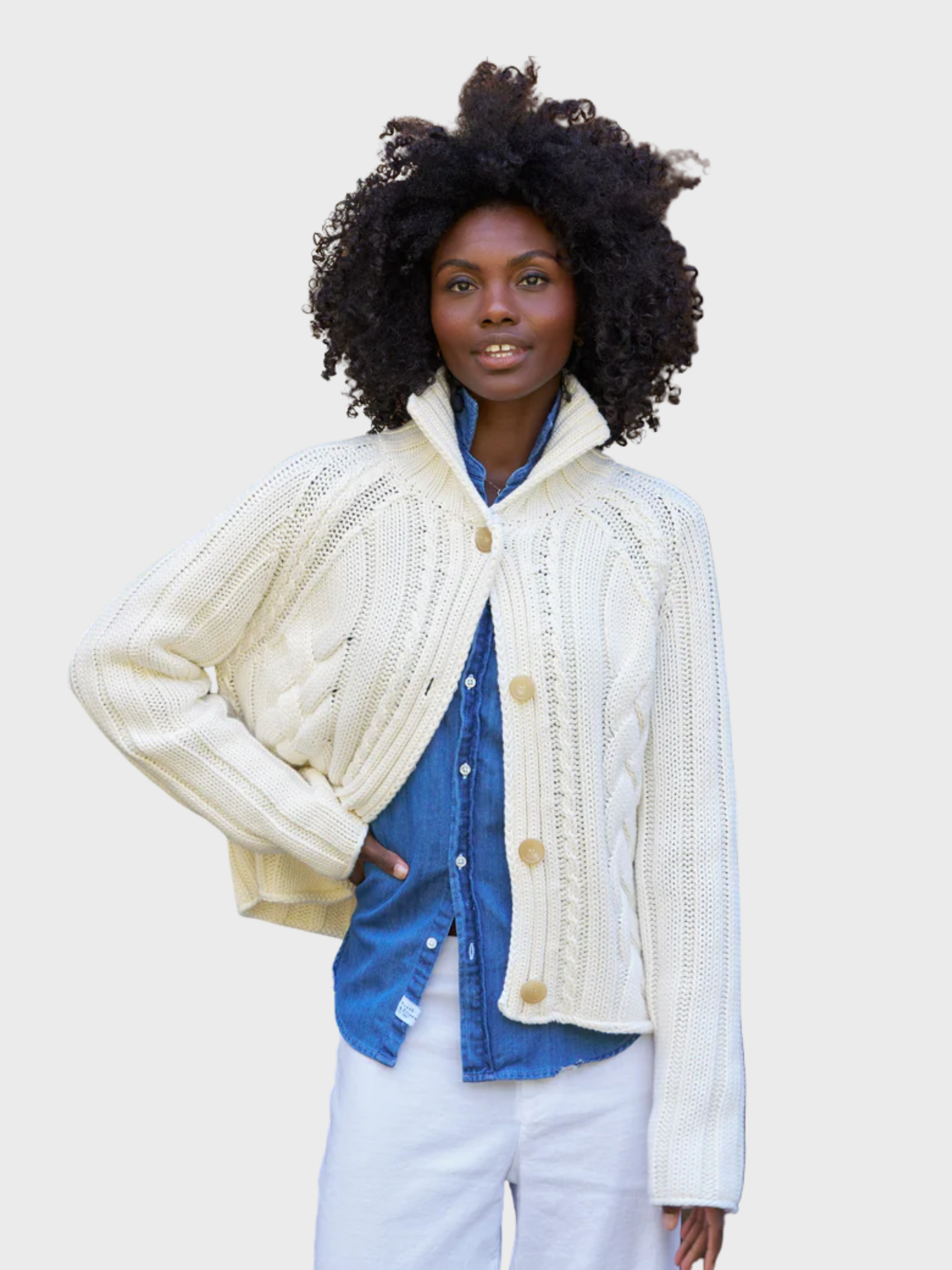 Frank &amp; Eileen Mini Cardigan Ivory-Sweaters-West of Woodward Boutique-Vancouver-Canada