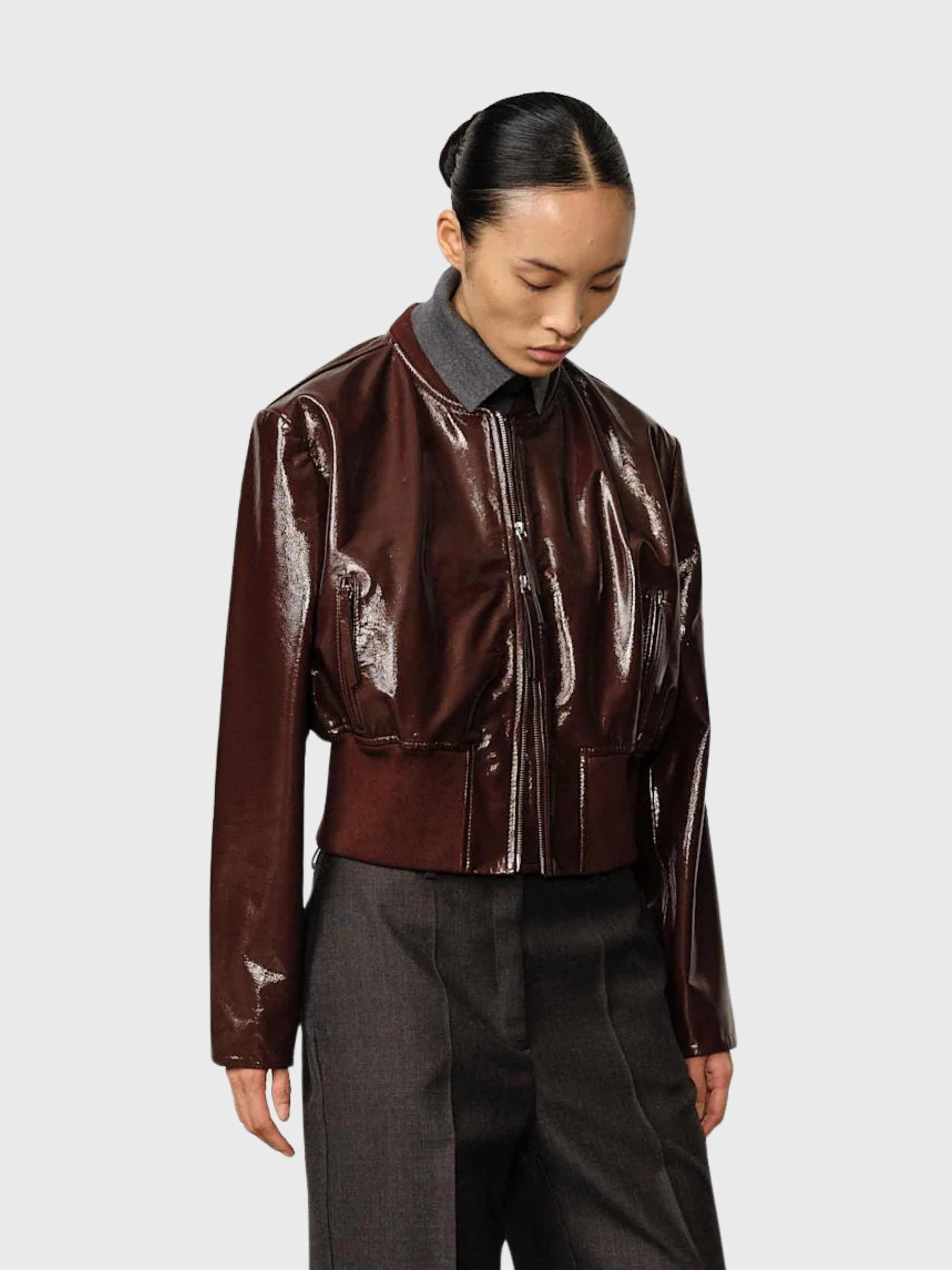 Herskind Herry Leather Bomber Jacket Mahogany-Jackets-West of Woodward Boutique-Vancouver-Canada
