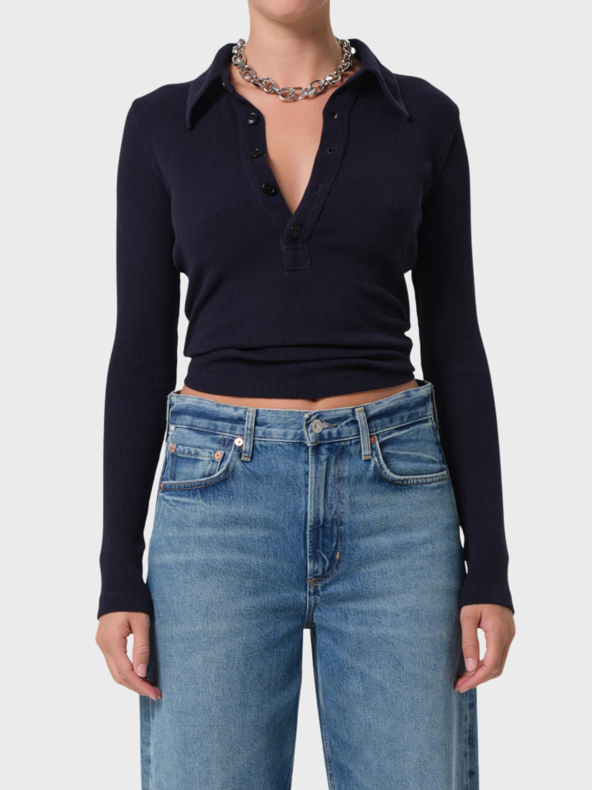 COH Long Sleeve 60s Polo Navy-T-Shirts-West of Woodward Boutique-Vancouver-Canada