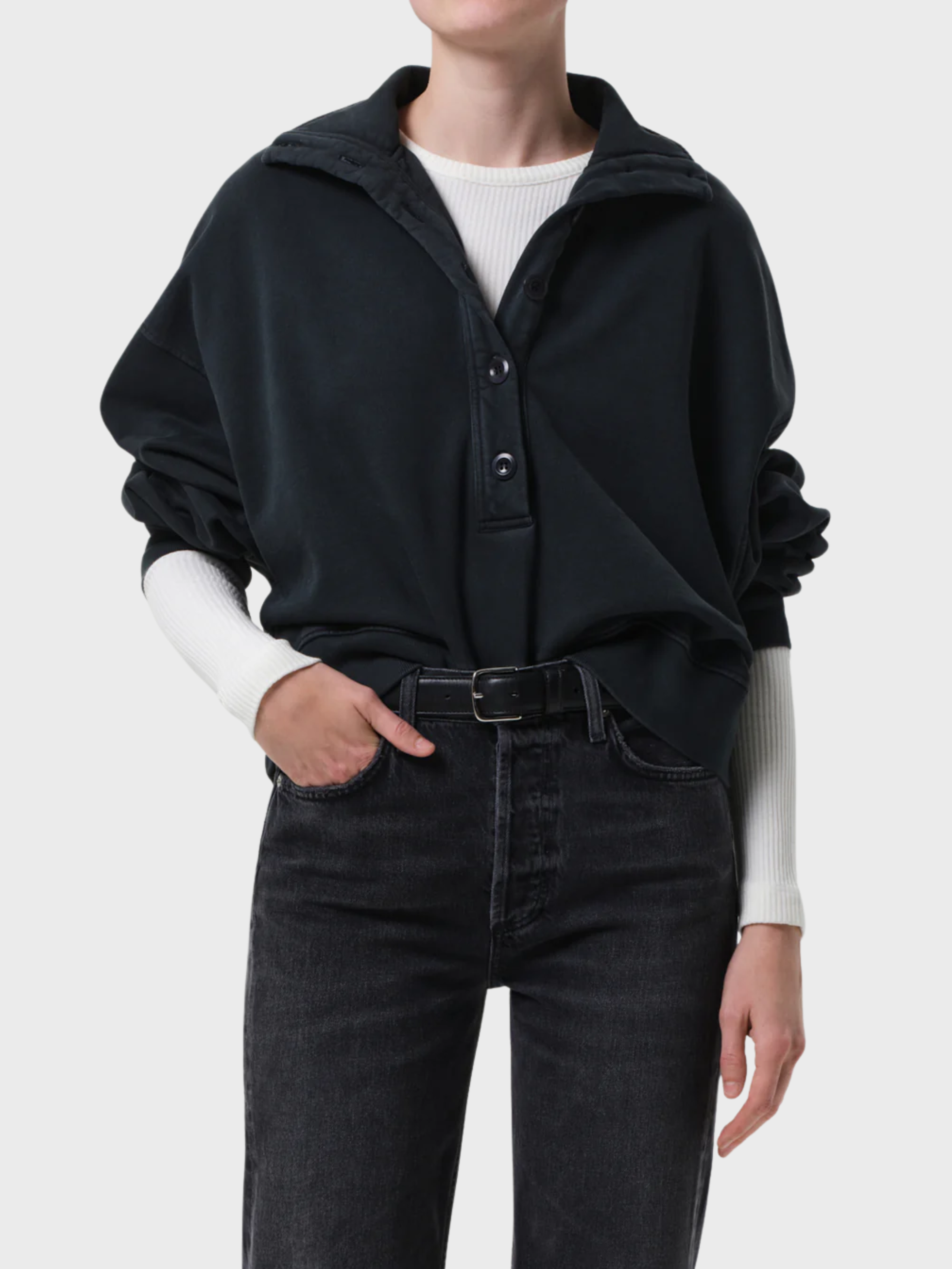 COH Mirelle Funnel Neck Sweatshirt Charcoal-Sweatshirts-West of Woodward Boutique-Vancouver-Canada