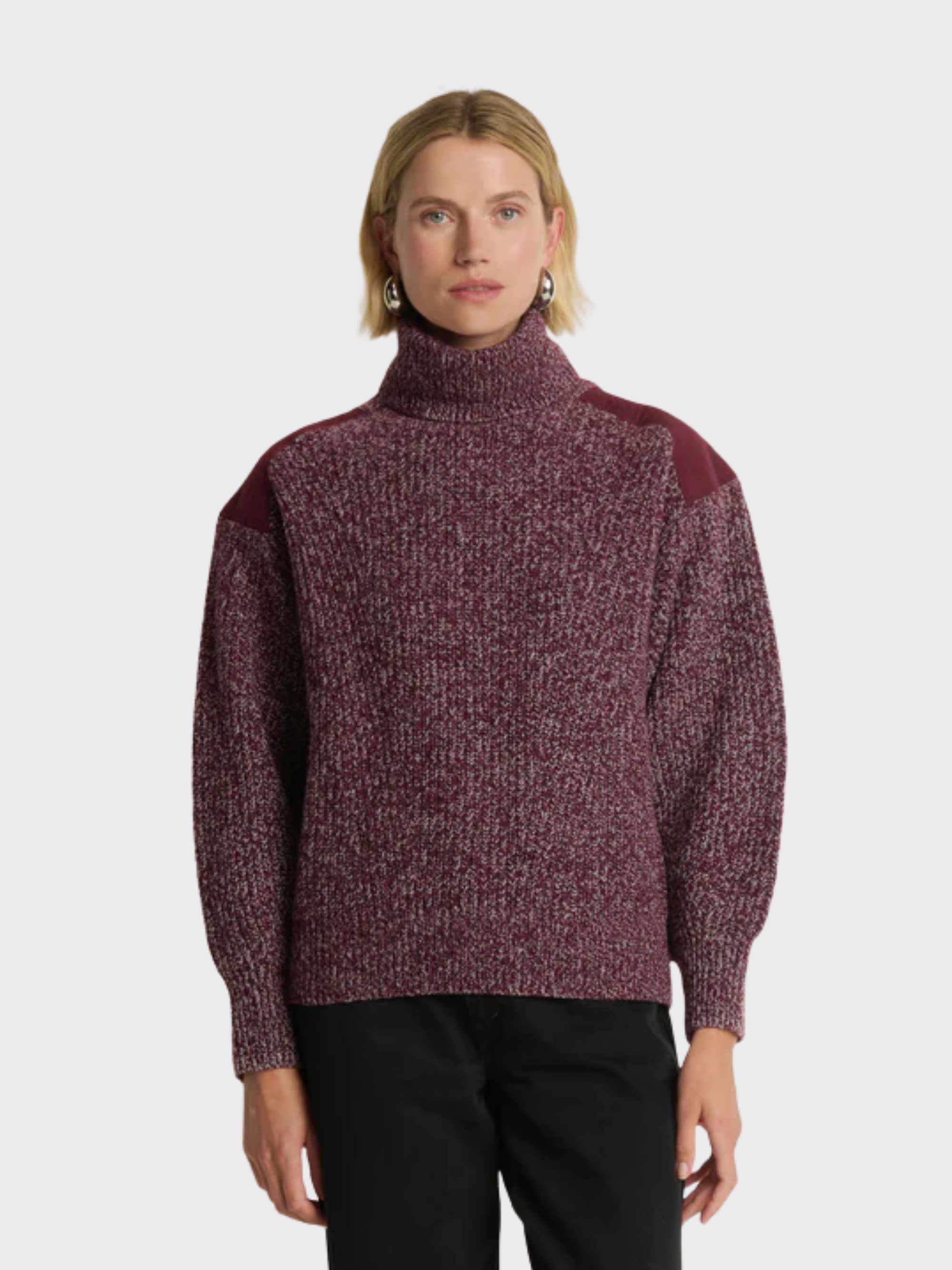 Nation Ltd. Pepper Patched Sweater Heather Port-Sweaters-West of Woodward Boutique-Vancouver-Canada