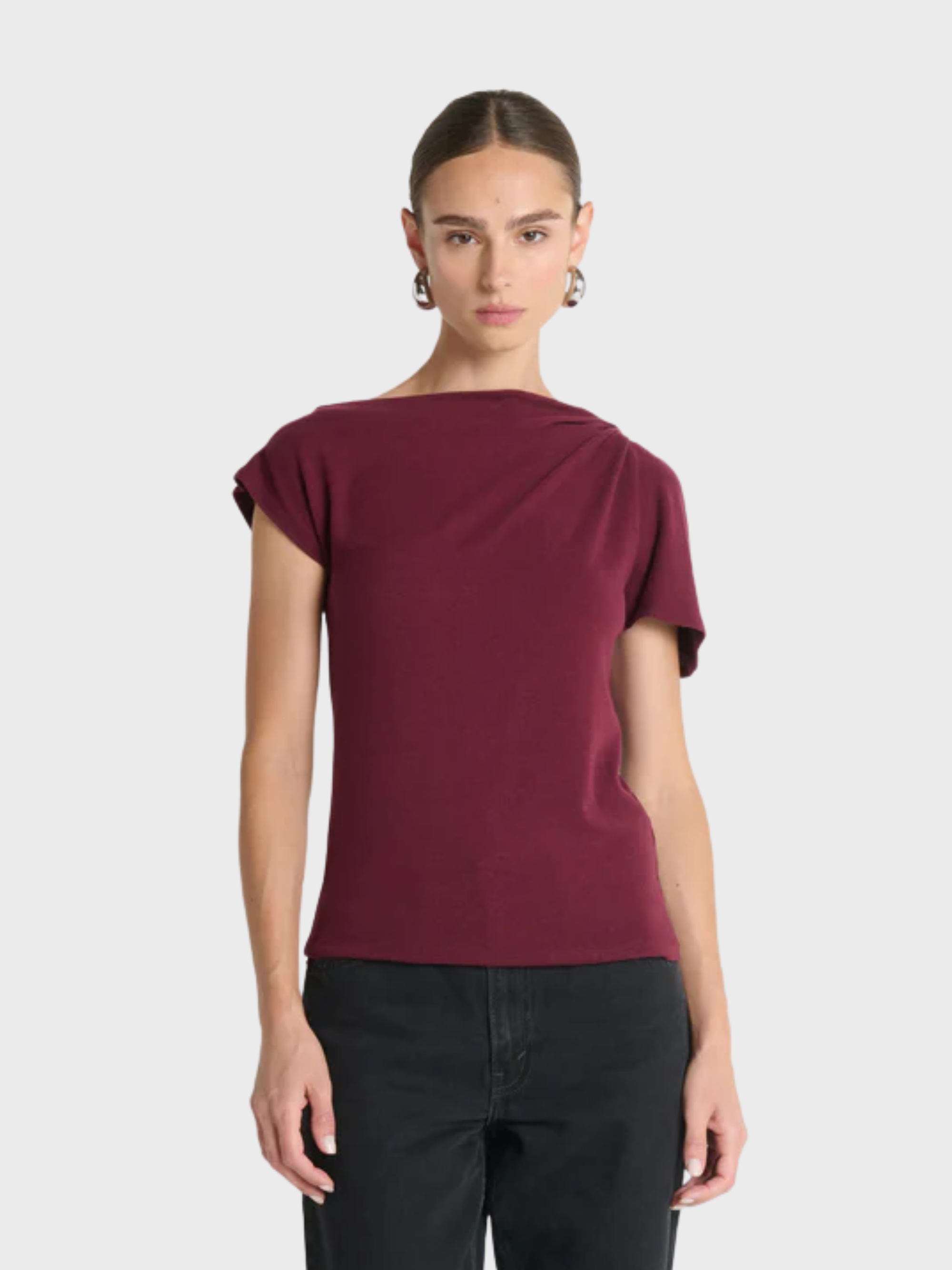 Nation Ltd. Rosie Knot Top Port-T-Shirts-West of Woodward Boutique-Vancouver-Canada