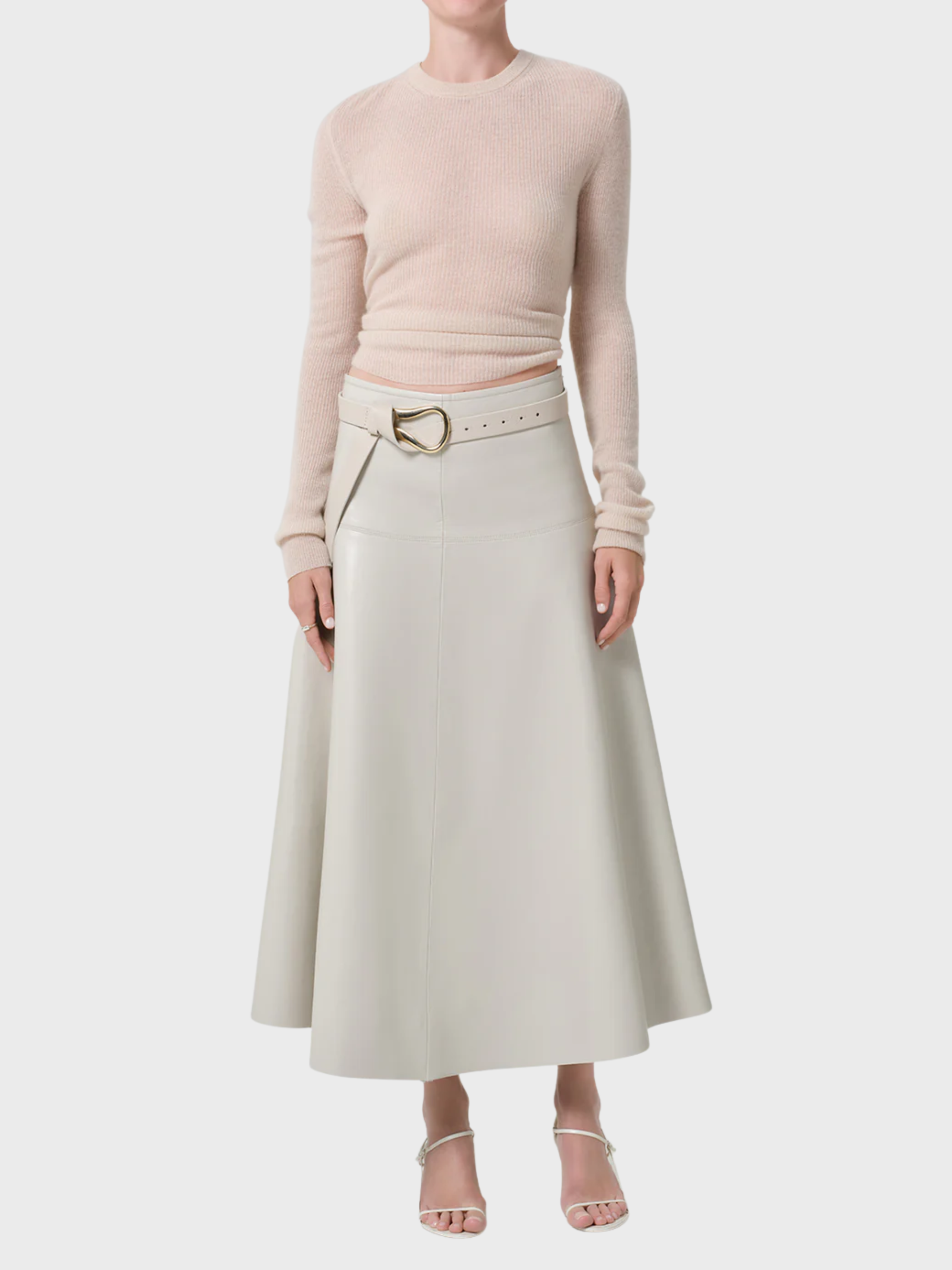 COH Vita Maxi Recycled Leather Skirt Chalk Grey-Dresses-West of Woodward Boutique-Vancouver-Canada