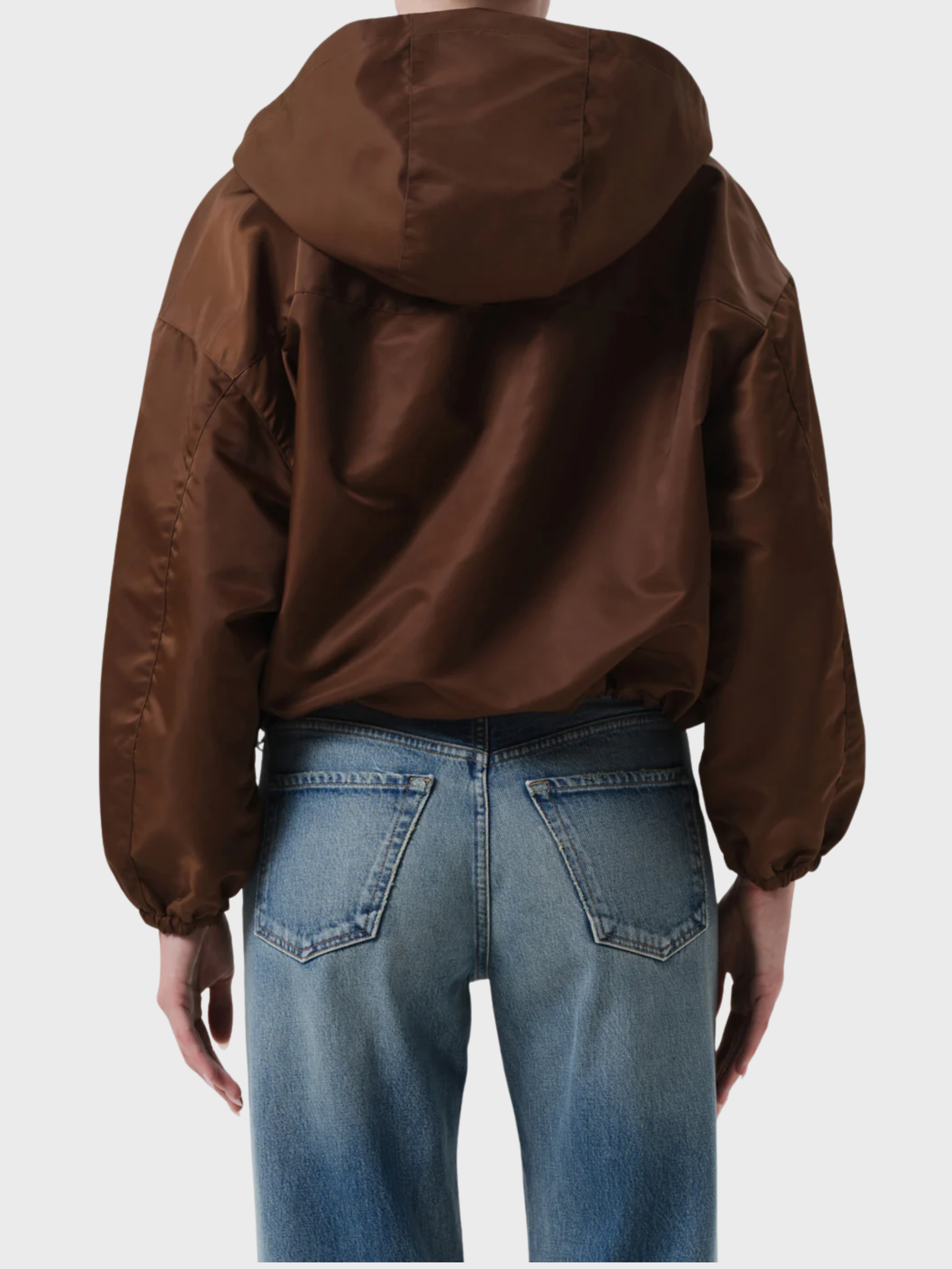 COH Cropped Nylon Windbreaker Brown-Jackets-West of Woodward Boutique-Vancouver-Canada