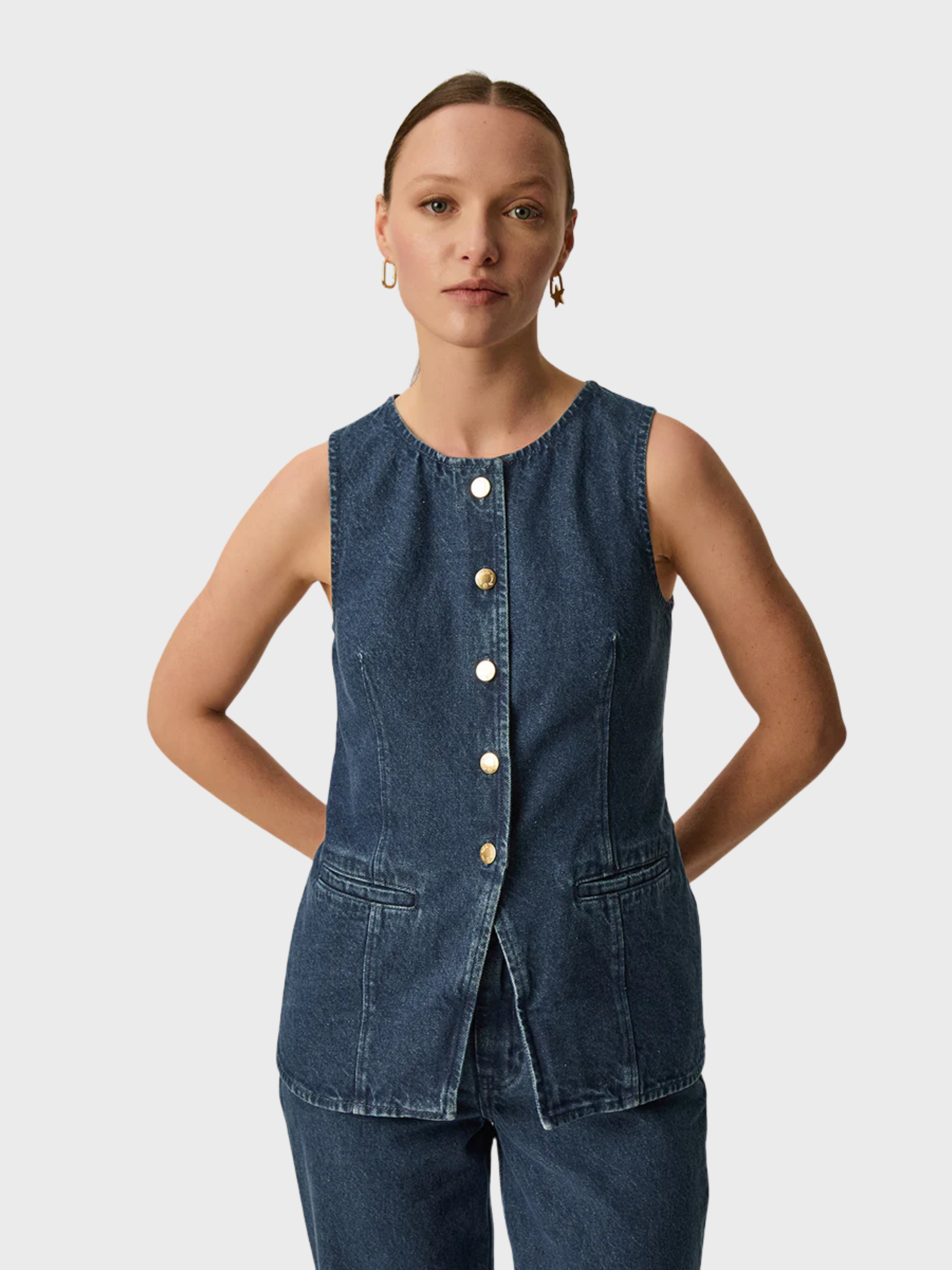 Des Petits Hauts Lucille Denim Shirt Dark Indigo-Shirts-West of Woodward Boutique-Vancouver-Canada