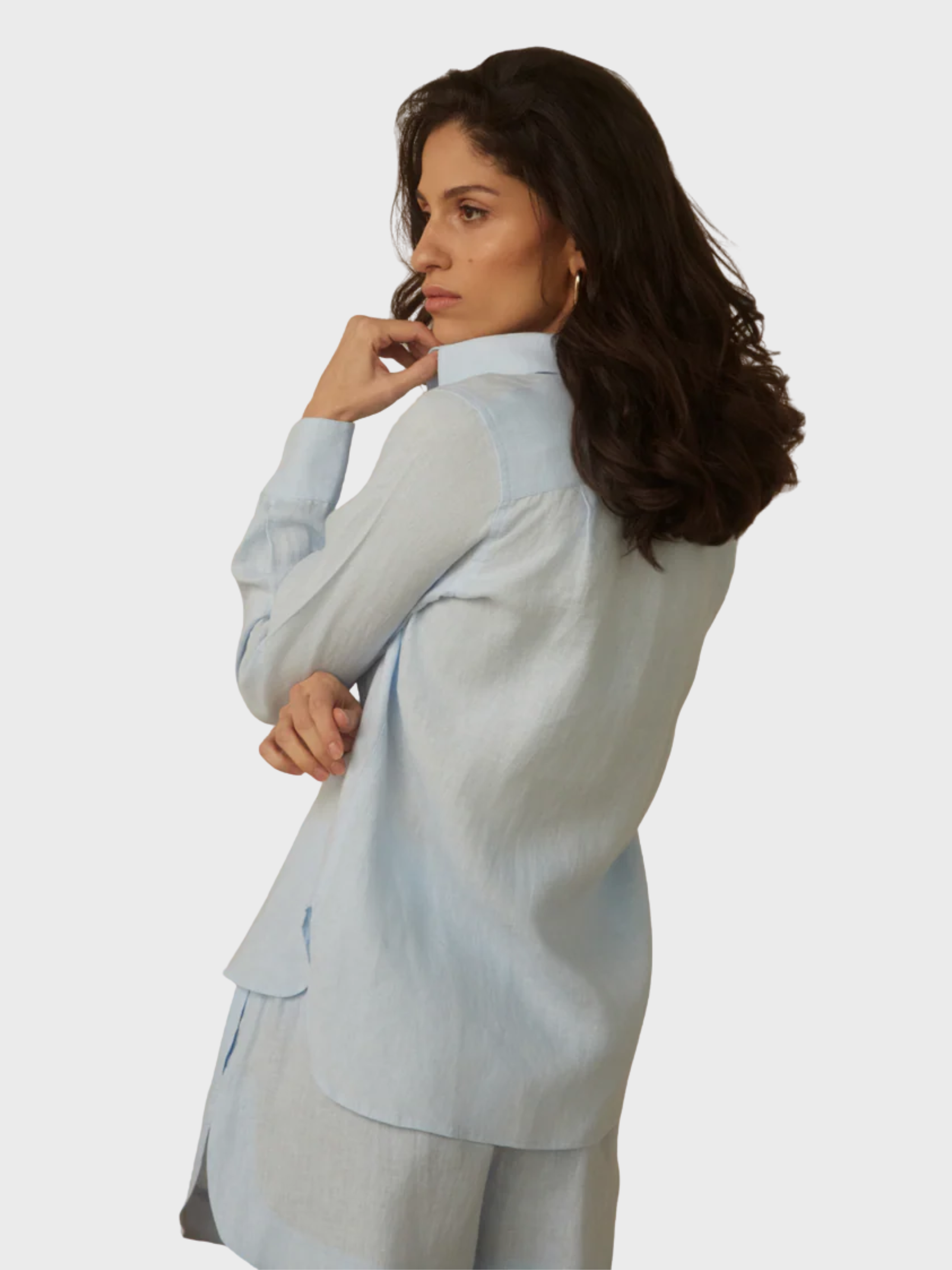Whitney Linen Classic Shirt Pale Blue-Shirts-West of Woodward Boutique-Vancouver-Canada
