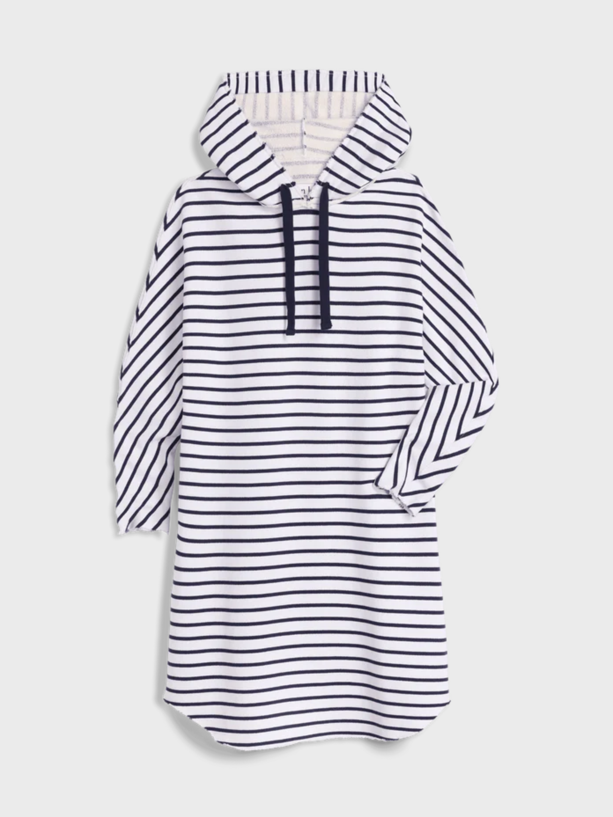 Frank & Eileen Mini James Hooded Cape Dress White Navy Stripe-Sweatshirts-West of Woodward Boutique-Vancouver-Canada