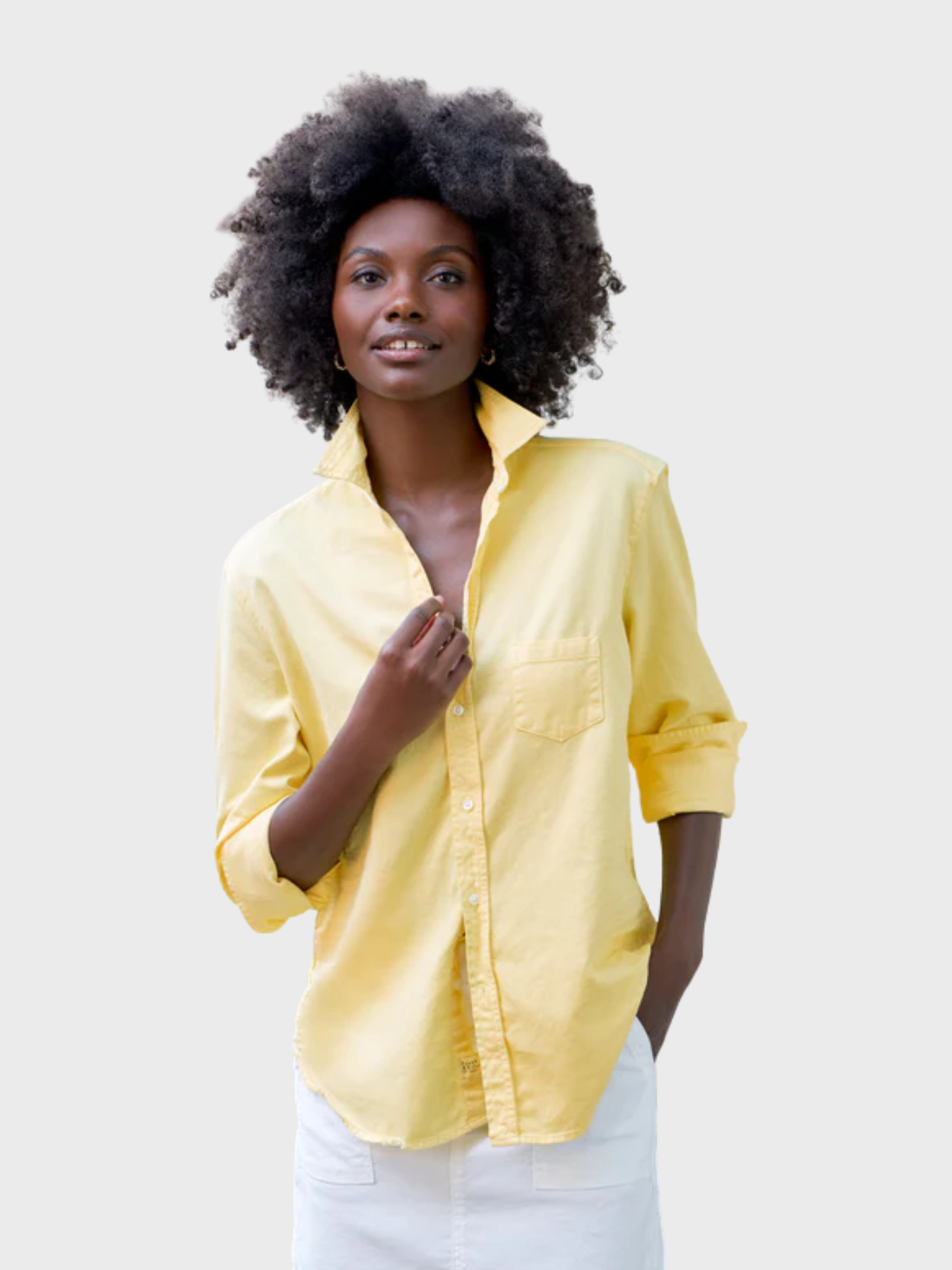 Frank & Eileen Eileen Button Up Shirt Lemon-Shirts-West of Woodward Boutique-Vancouver-Canada
