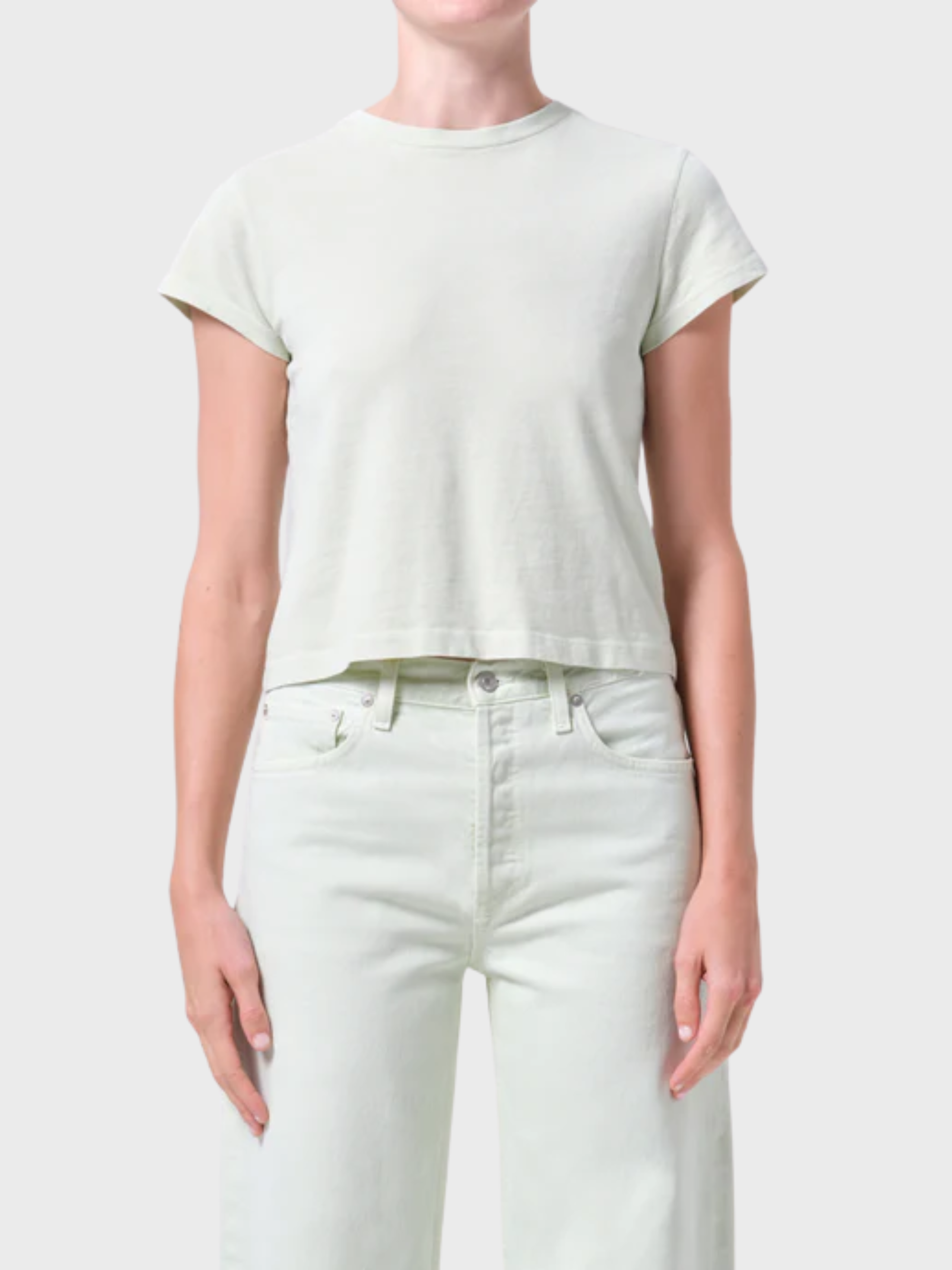 Agolde Adine Shrunken Tee Mint Cream-T-Shirts-West of Woodward Boutique-Vancouver-Canada