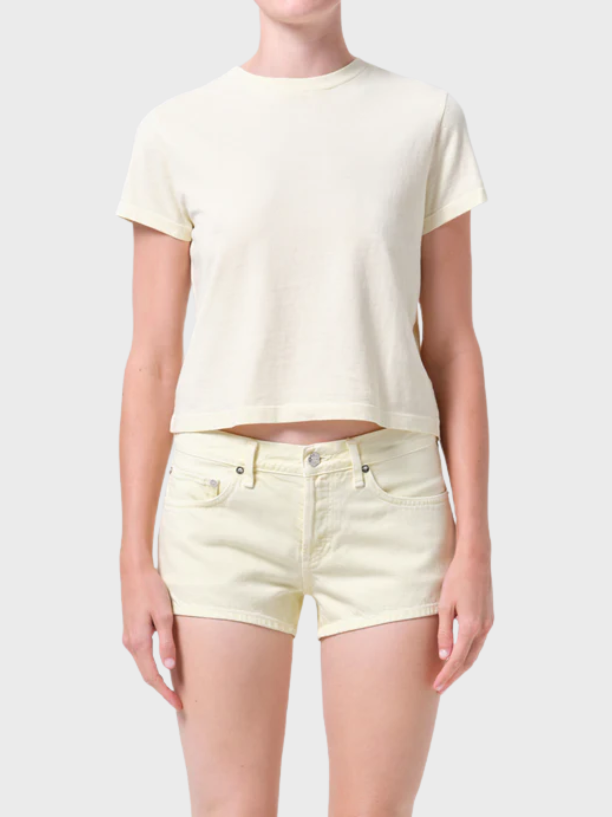 Agolde Adine Shrunken Tee Lemon Drop-T-Shirts-West of Woodward Boutique-Vancouver-Canada