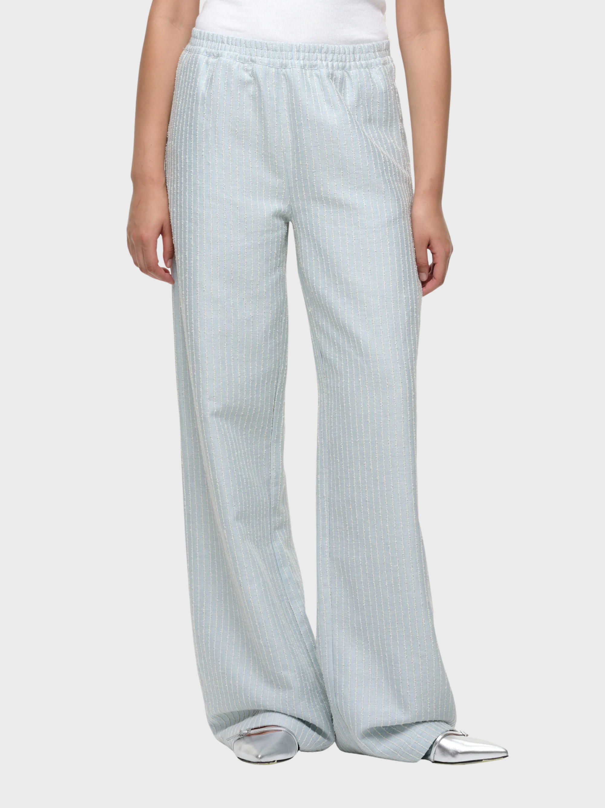 Our Sister Takki Cotton Linen Pant Light Blue Stripe-Pants-West of Woodward Boutique-Vancouver-Canada