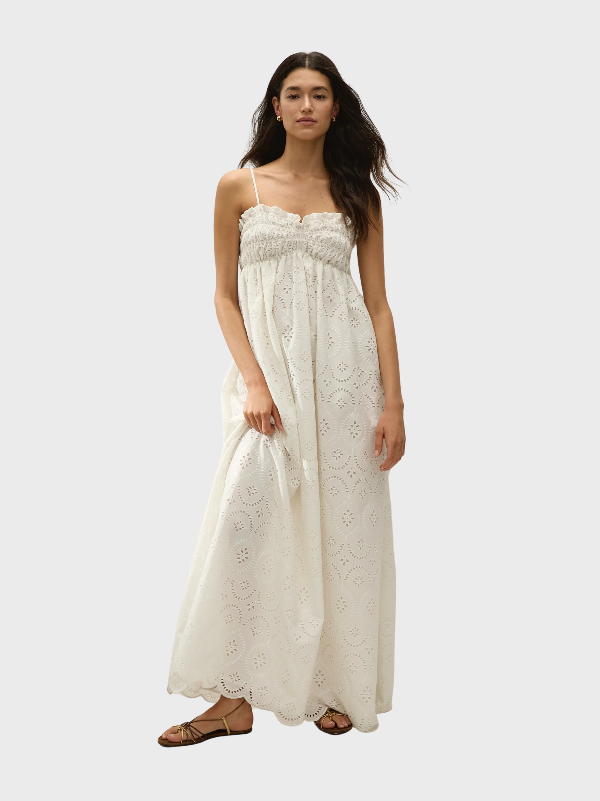 Faithfull Etta Maxi Dress Bianca Broderie White-Dresses-West of Woodward Boutique-Vancouver-Canada