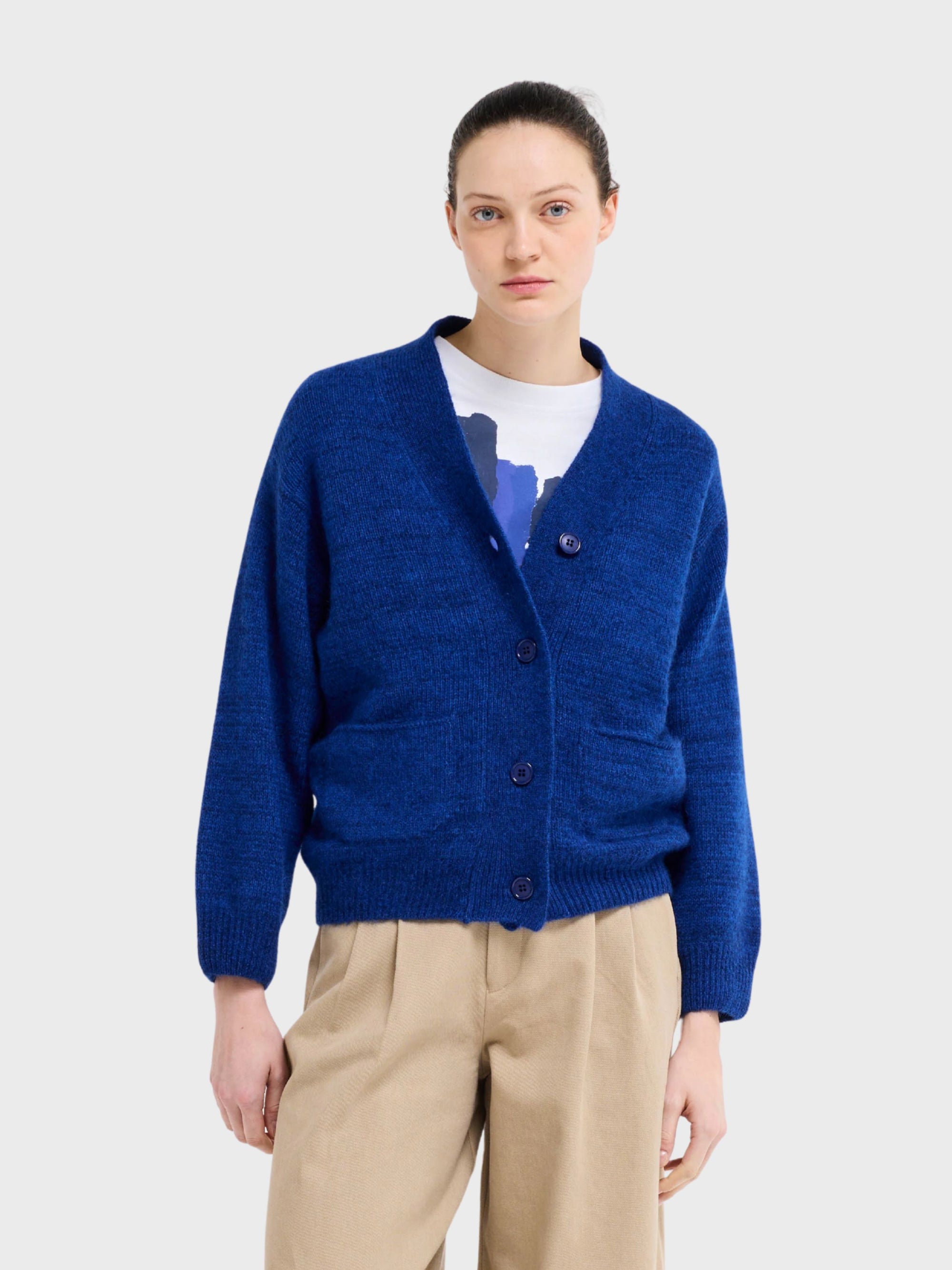 Our Sister Dolphin Cardigan Electric Blue-Sweaters-West of Woodward Boutique-Vancouver-Canada