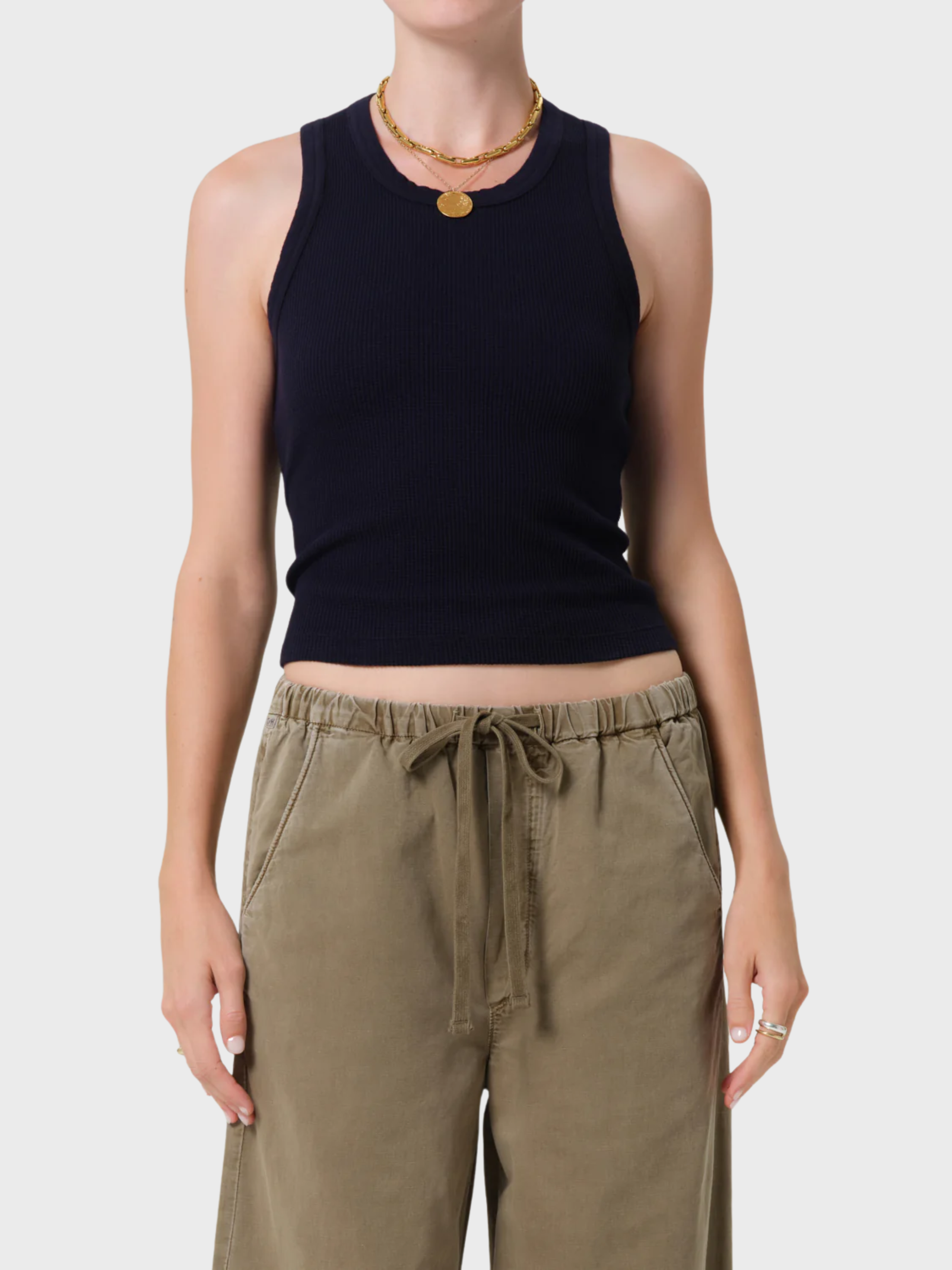 COH Inez Waffle Tank Navy-T-Shirts-West of Woodward Boutique-Vancouver-Canada