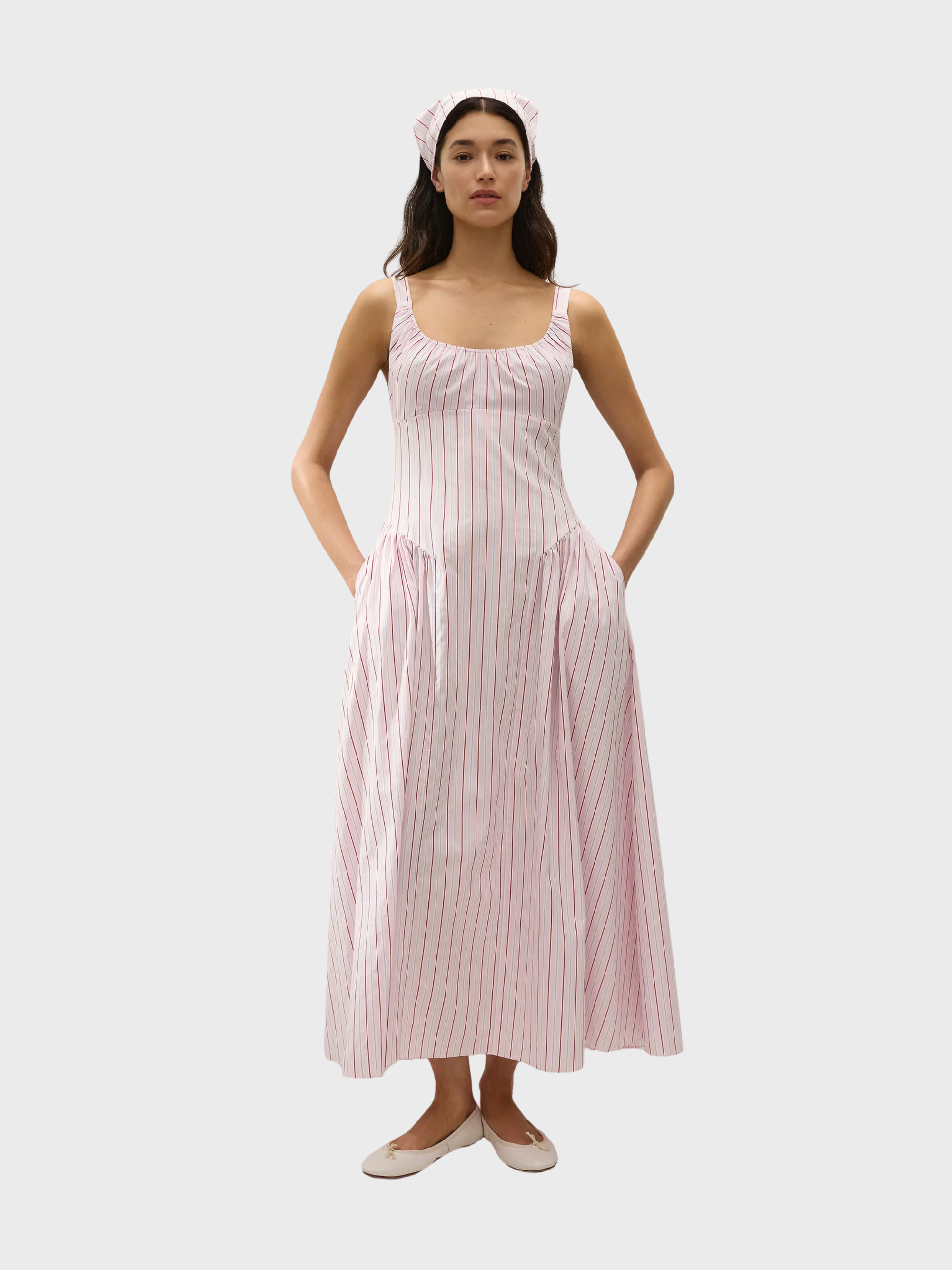 Faithfull Marcella Midi Dress Fiori Stripe Palazzo-Dresses-West of Woodward Boutique-Vancouver-Canada