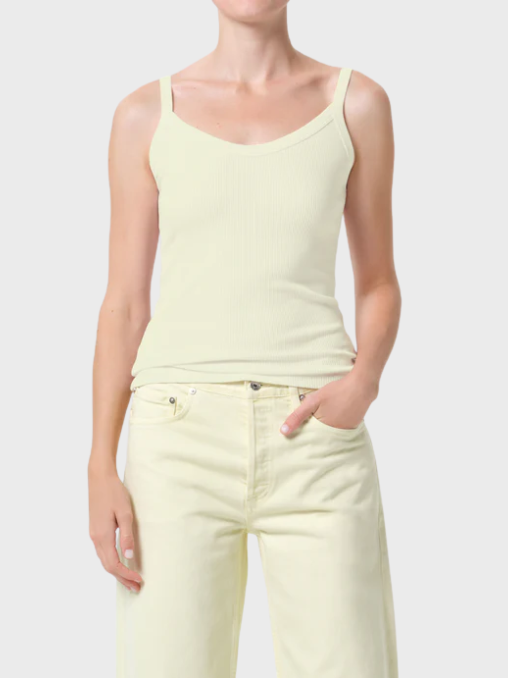 Agolde Jordan Tank Lemon Drop-T-Shirts-West of Woodward Boutique-Vancouver-Canada