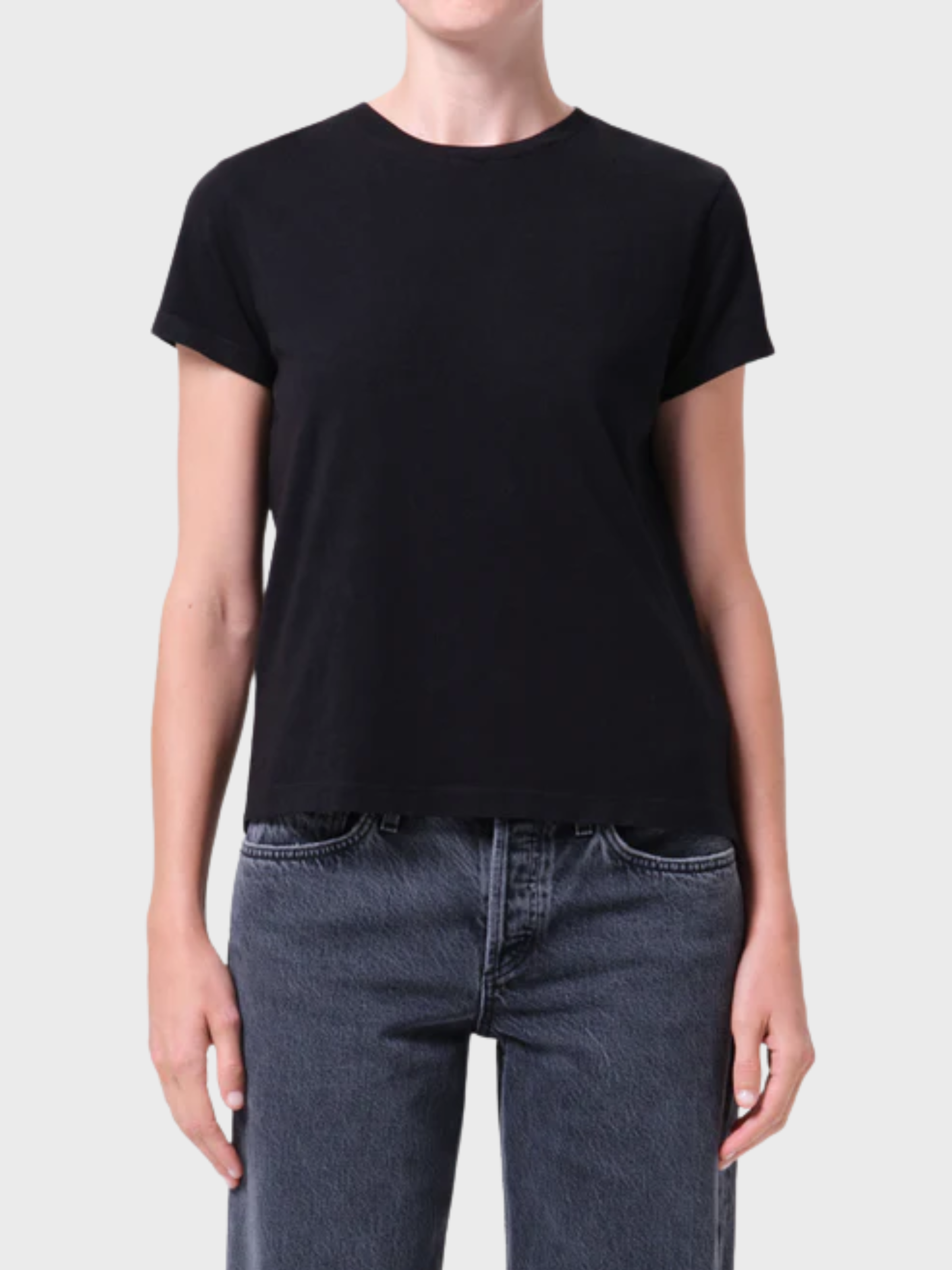Agolde Long Line Adine Tee Black-T-Shirts-West of Woodward Boutique-Vancouver-Canada
