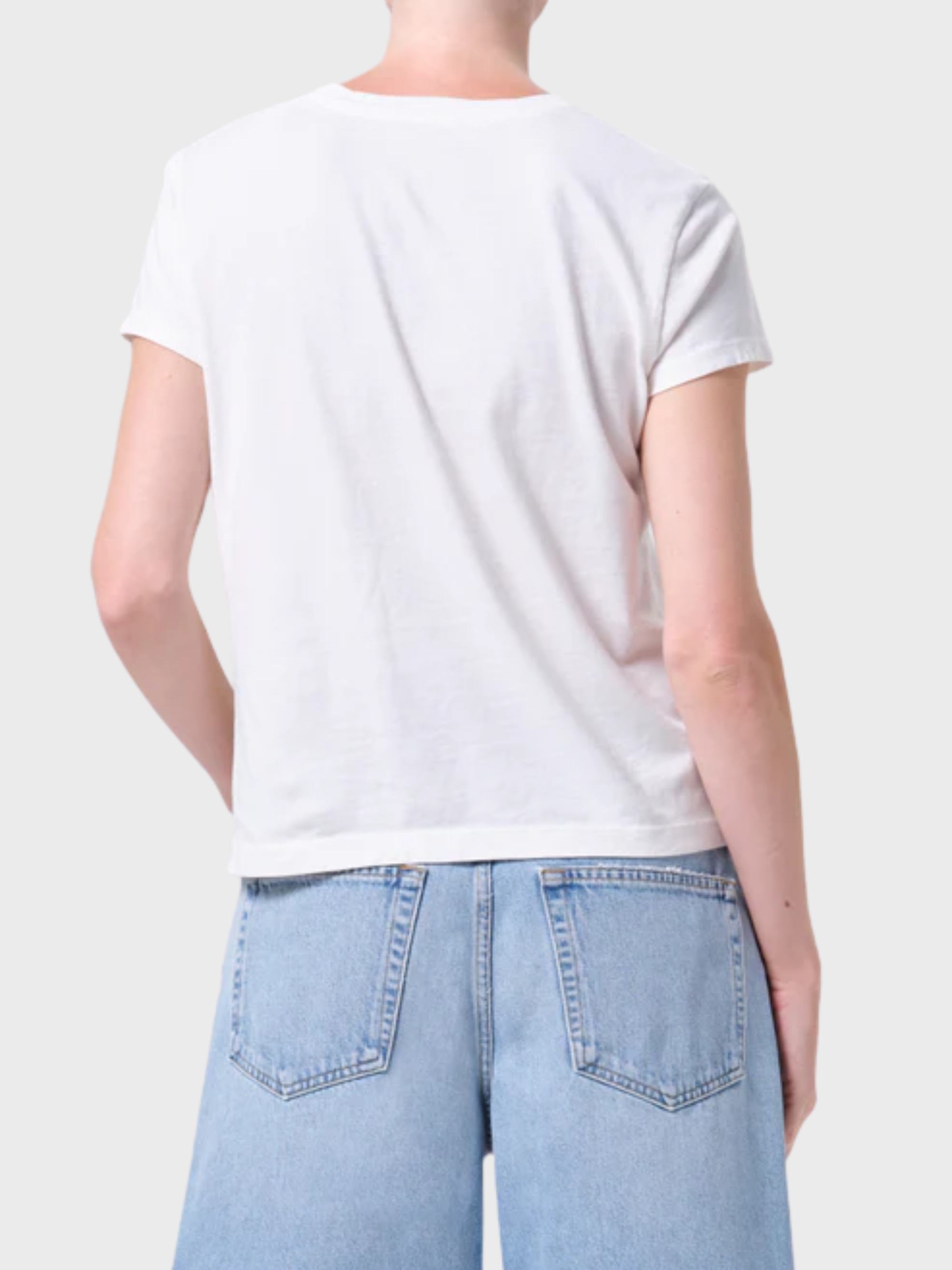 Agolde Long Line Adine Tee White Ash-T-Shirts-West of Woodward Boutique-Vancouver-Canada