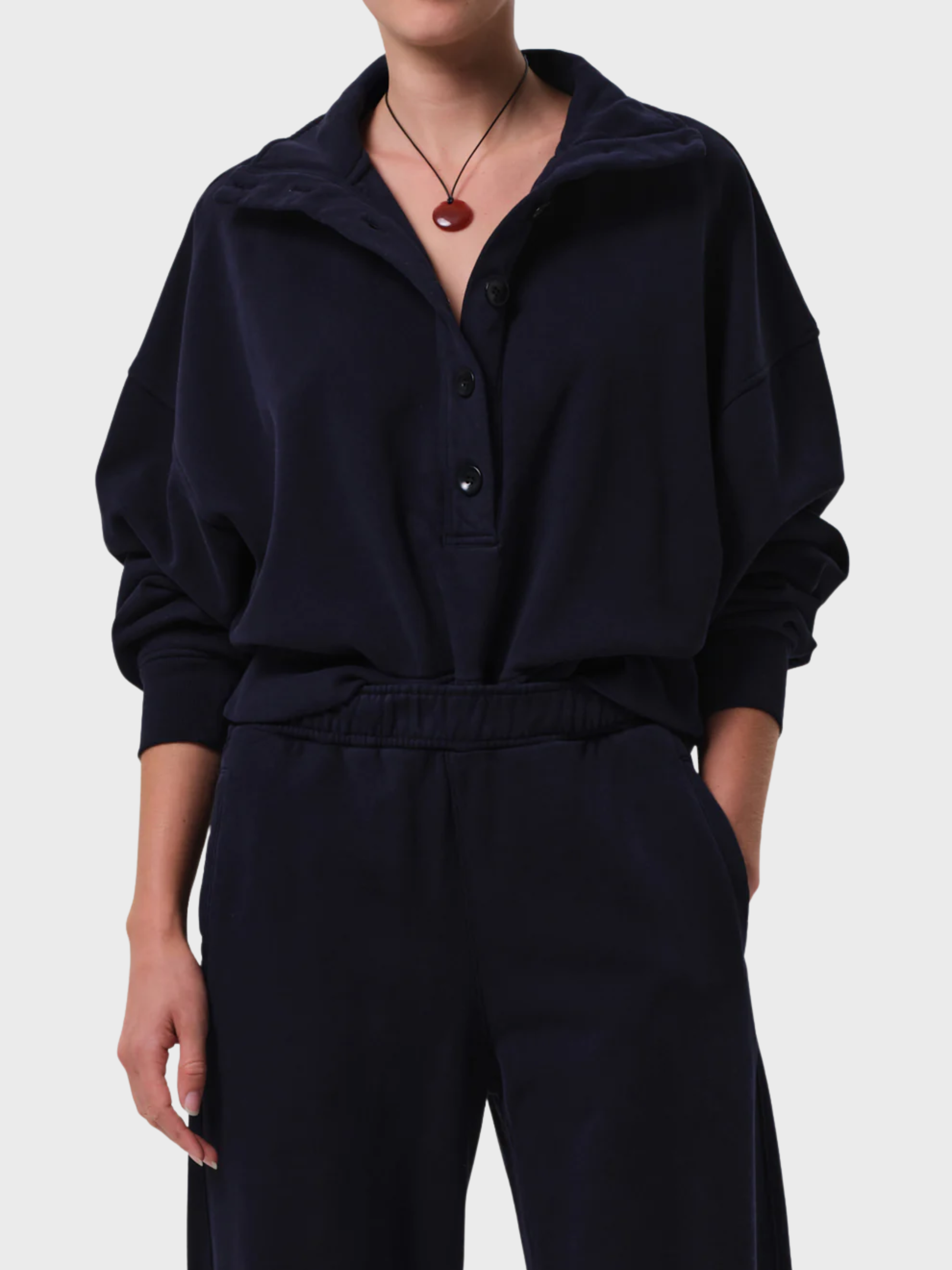 COH Mirelle Funnel Neck Sweatshirt Navy-Sweatshirts-West of Woodward Boutique-Vancouver-Canada