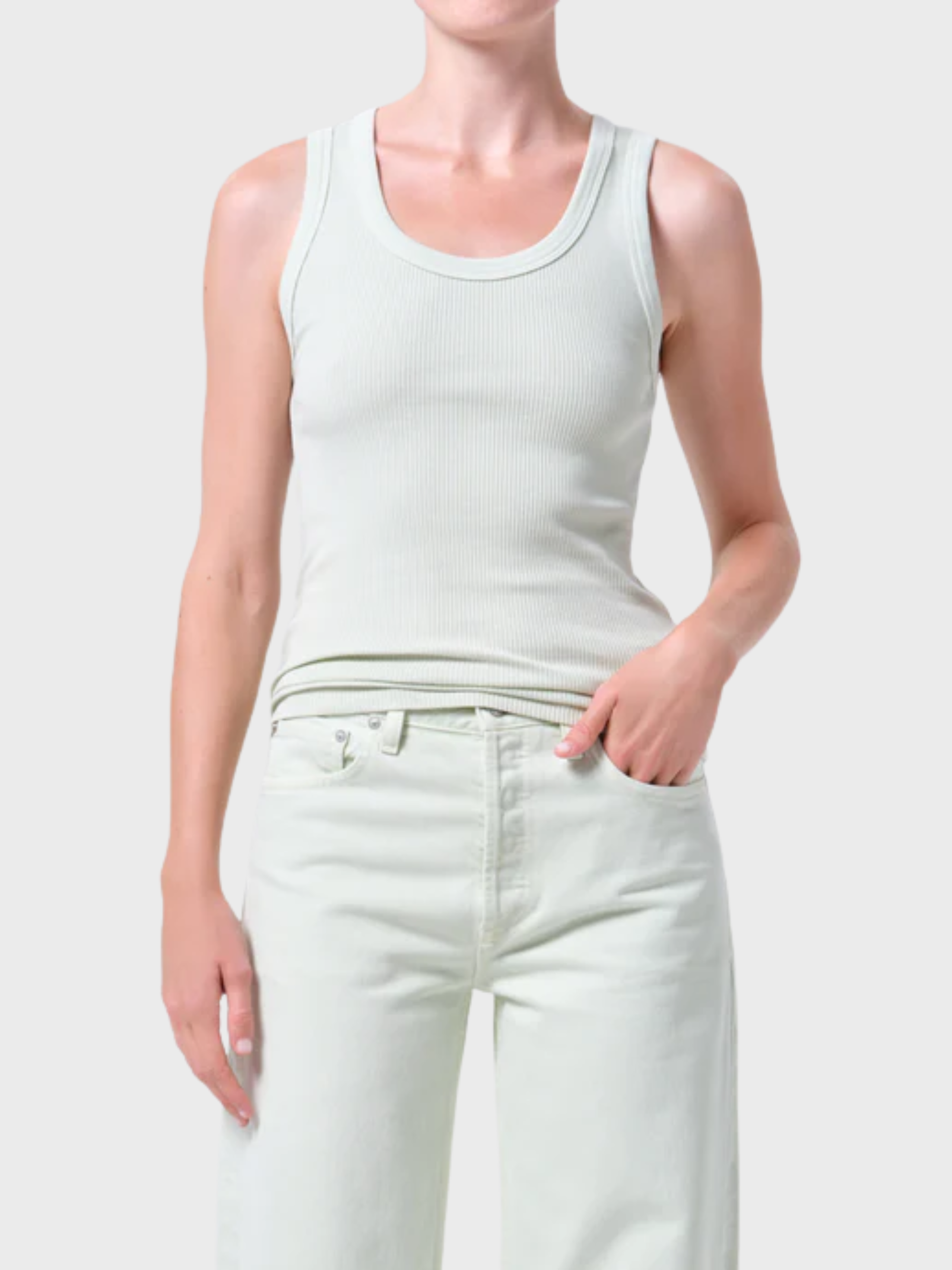 Agolde Poppy Tank Mint Cream-T-Shirts-West of Woodward Boutique-Vancouver-Canada
